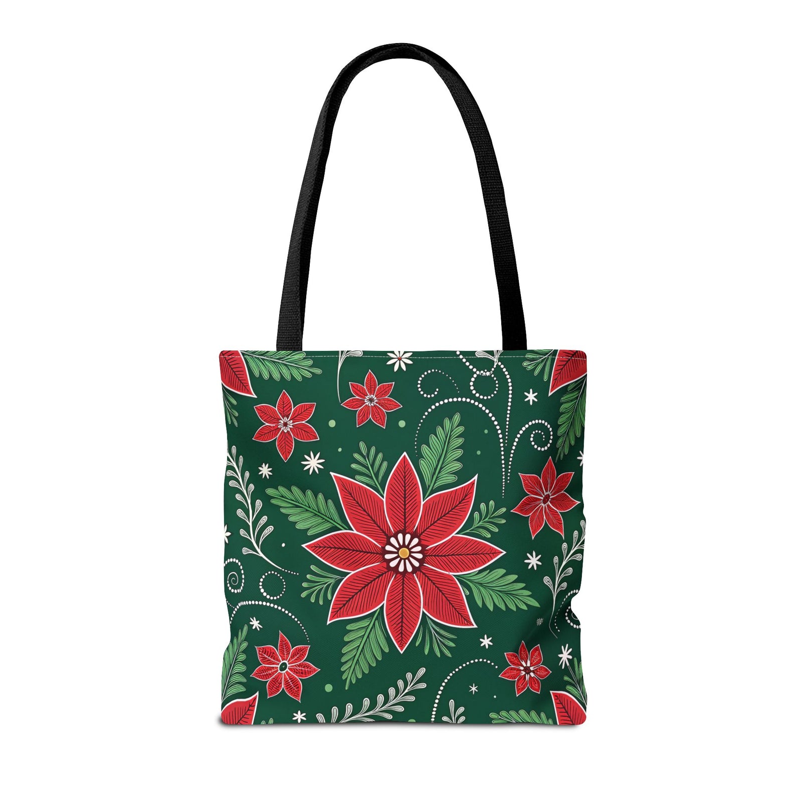 Christmas Poinsettia Folk Art Tote Bag