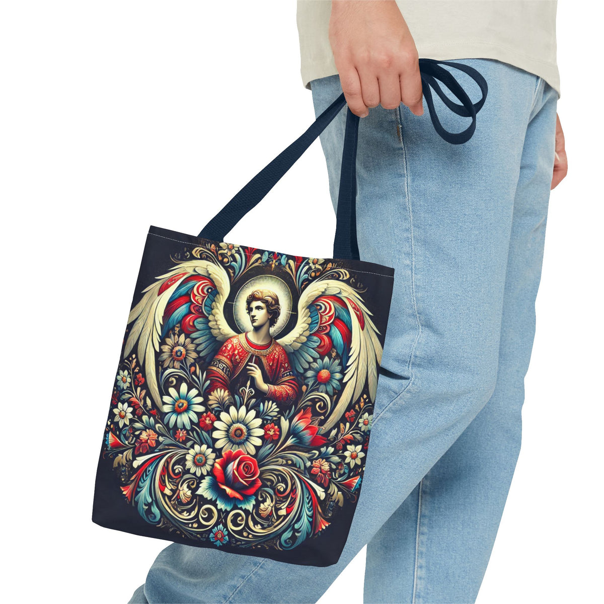 Archangel Michael Polish Floral Folk Art Tote Bag