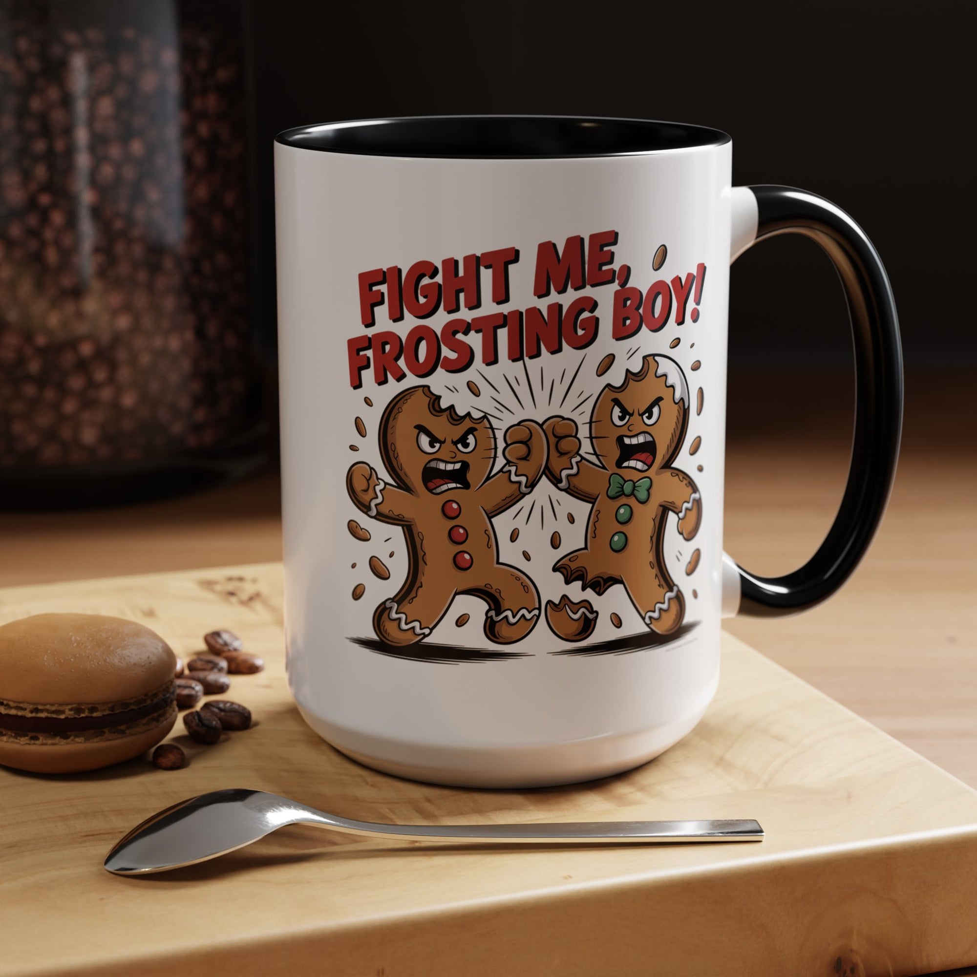 Funny Gingerbread Man Fight Me Frosting Boy Coffee Mug With Color Inside