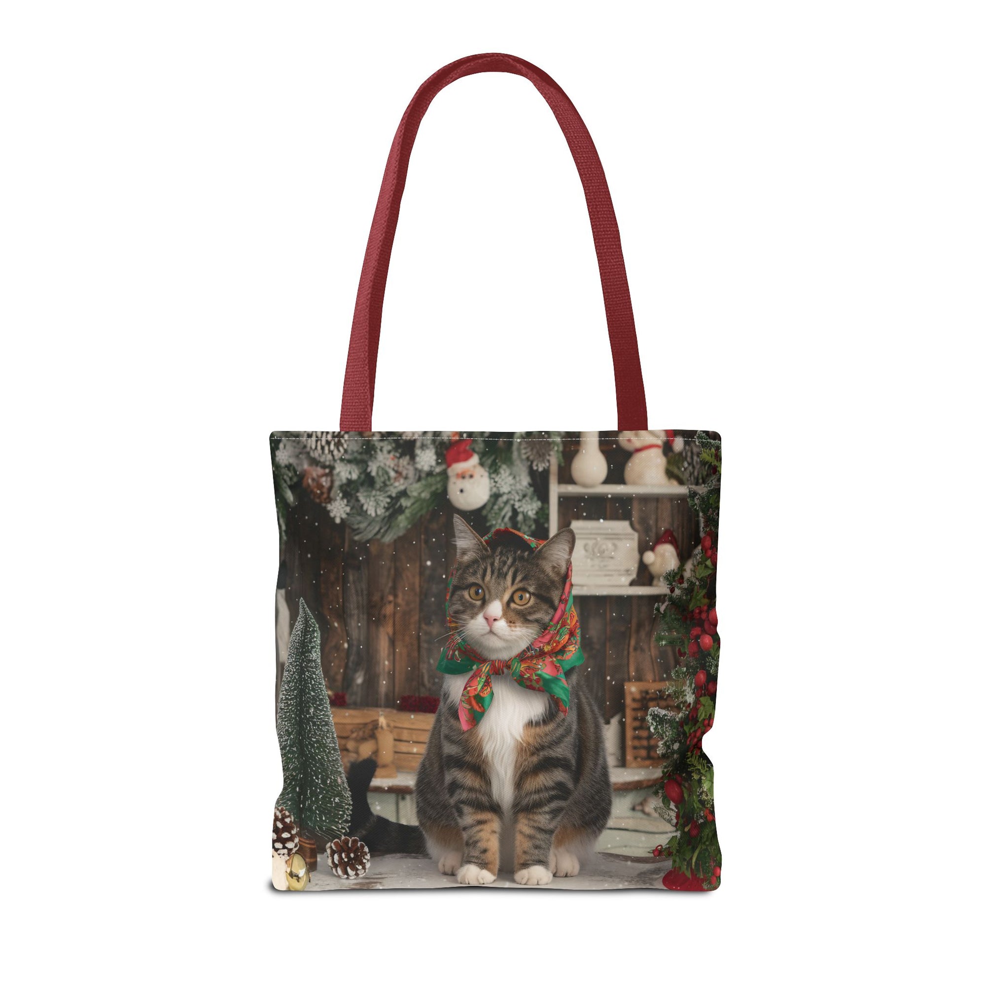 Babushka Cat Holiday Christmas Tote Bag