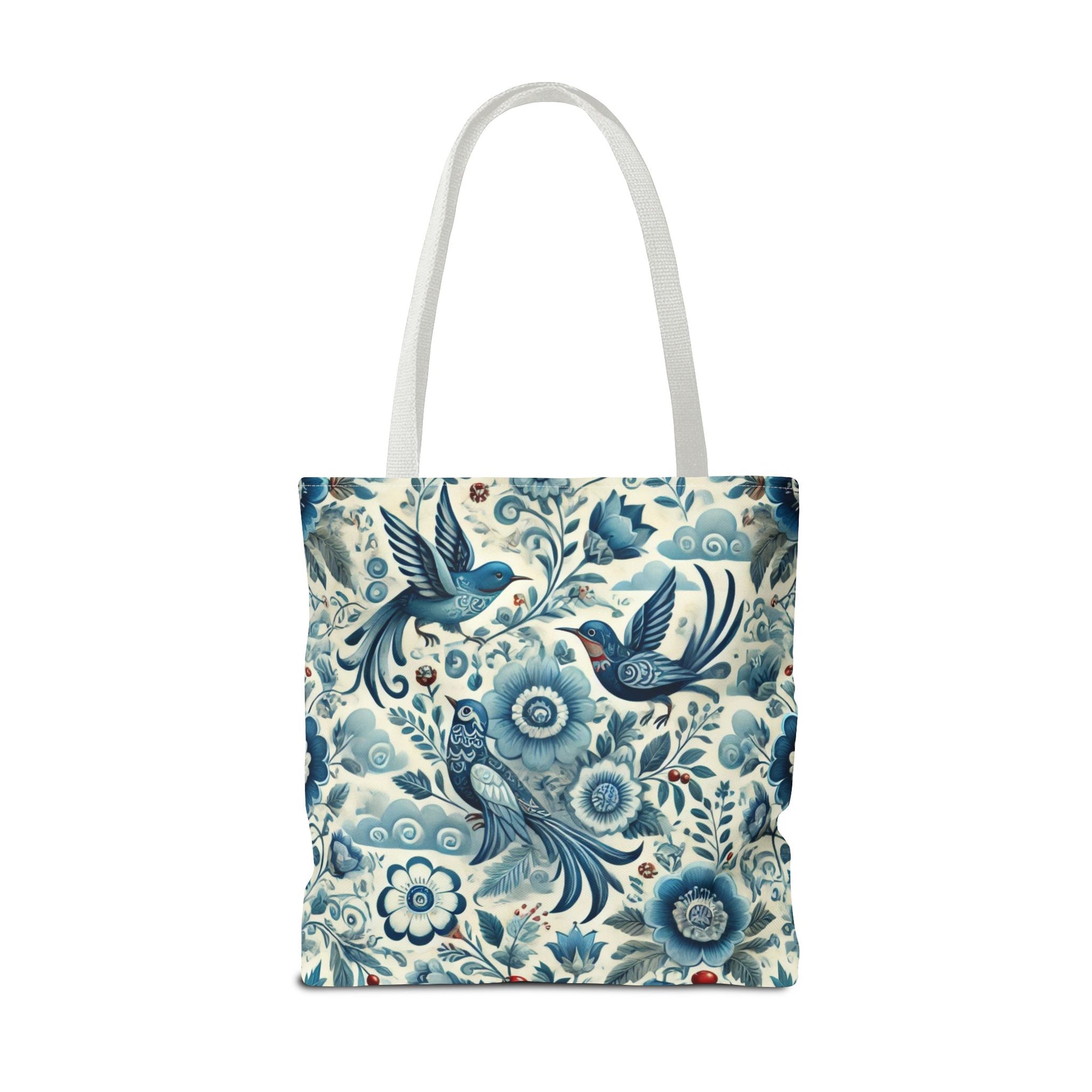 Polish Folk Art Floral & Birds Vibrant Blue Tote Bag (AOP)