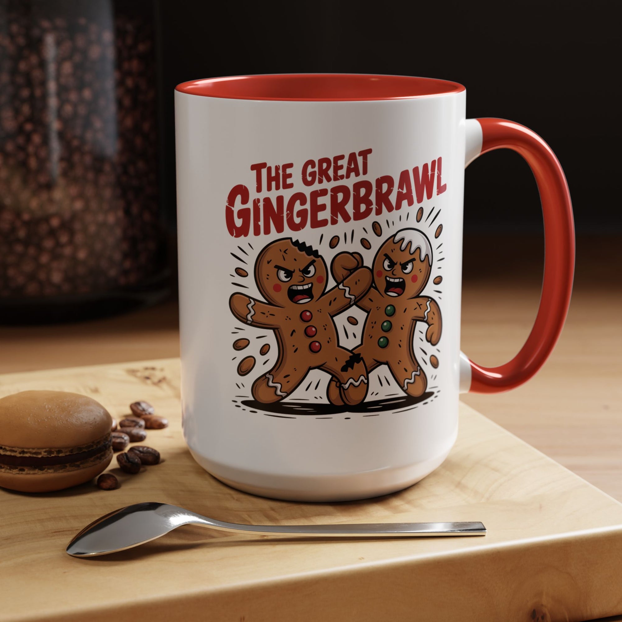 Gingerbread Man GingerBrawl Coffee Mug With Color Inside