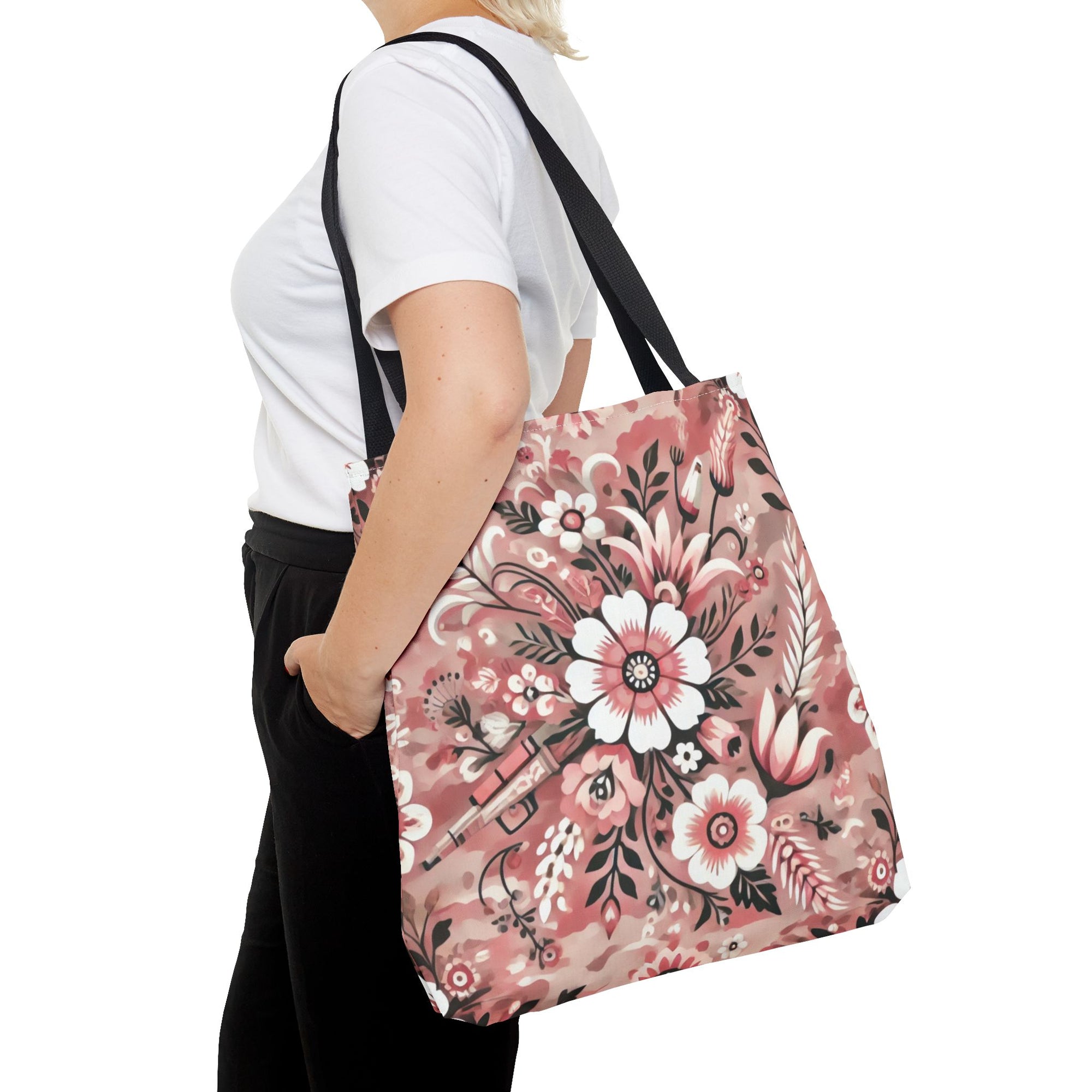 Pink Camouflage Floral Pattern Tote Bag