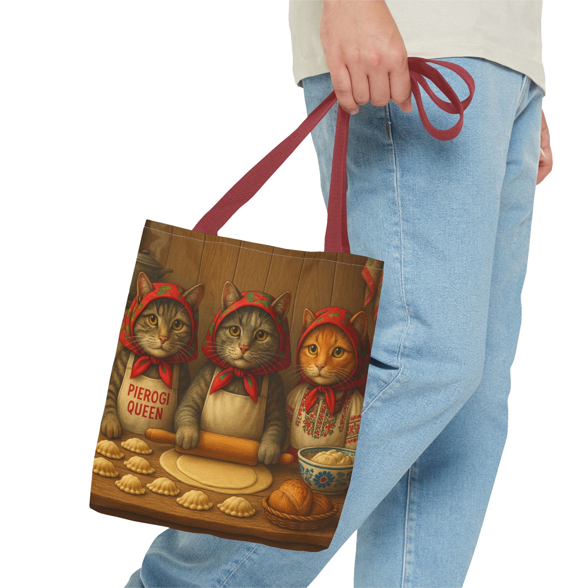 Babcia Cat Trio Making Pierogi Tote Bag