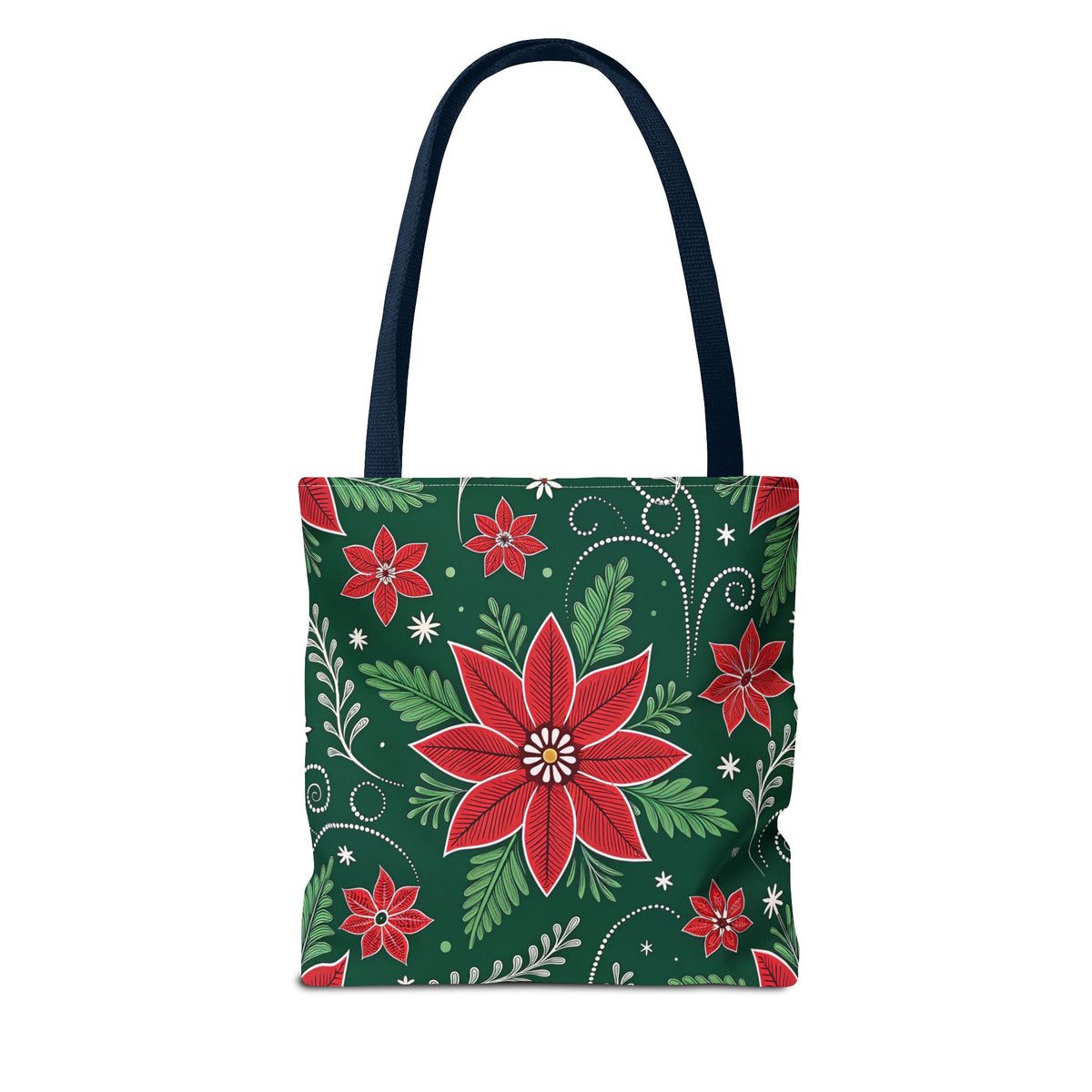 Christmas Poinsettia Folk Art Tote Bag