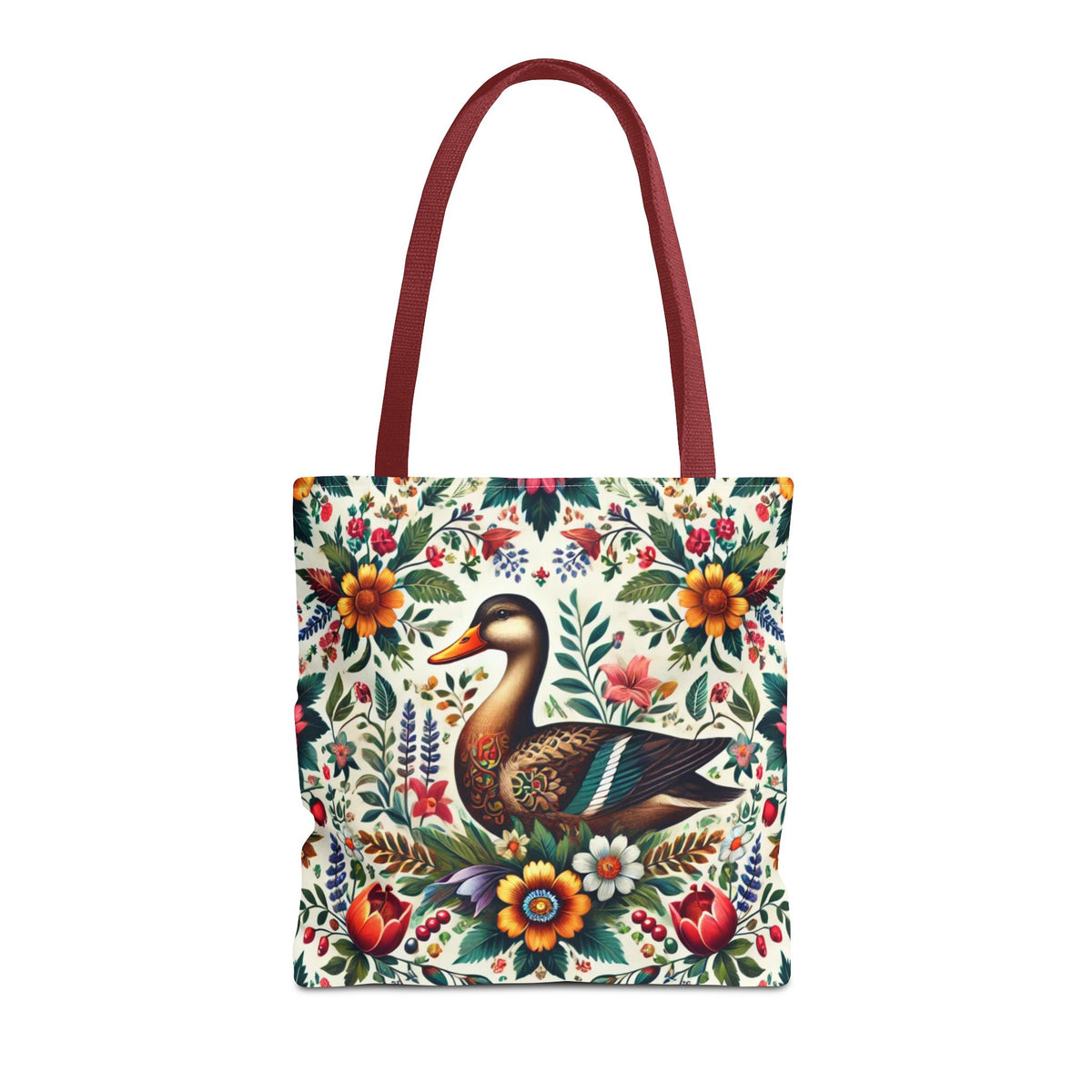 Duck Folk Art Floral Tote Bag