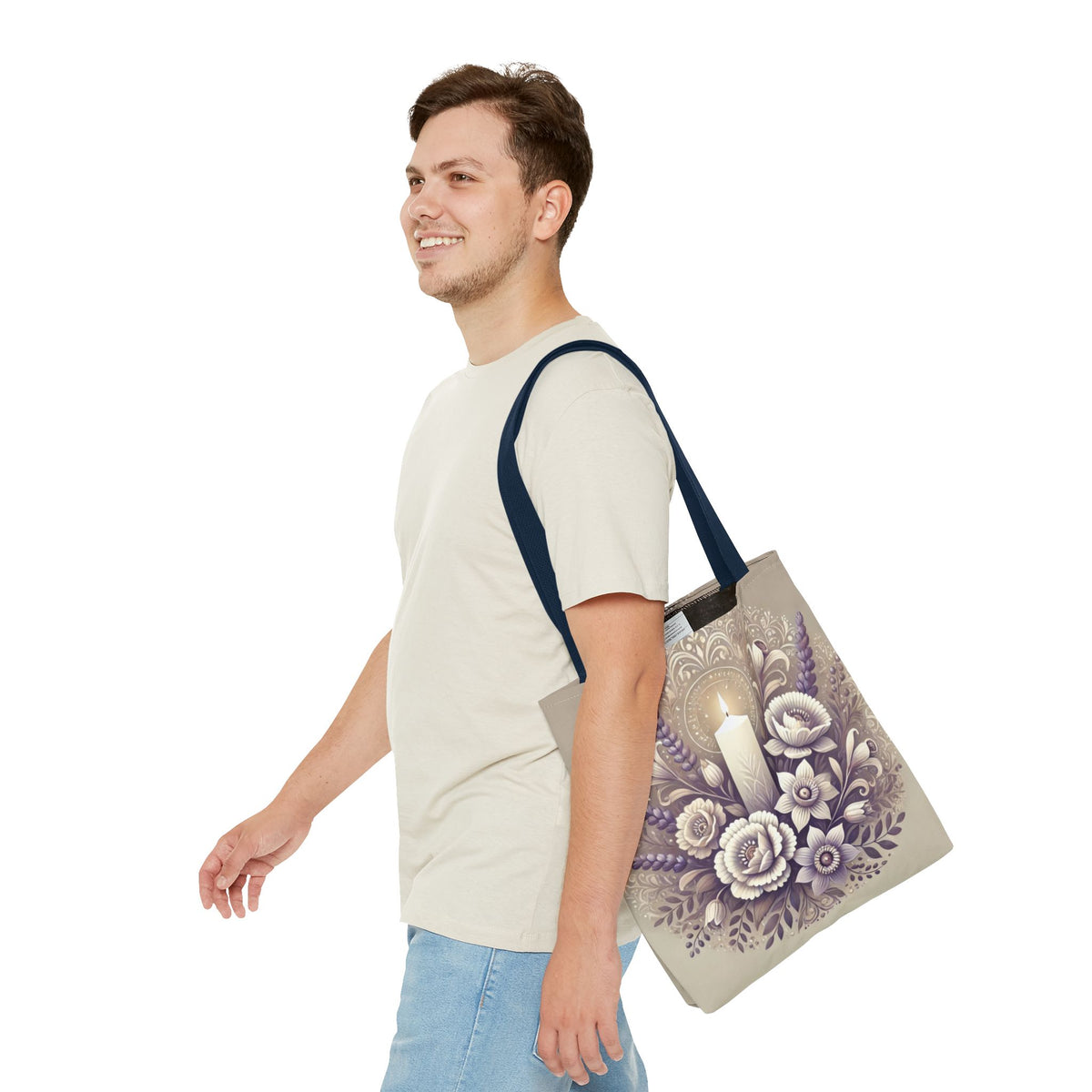 All Saints Day Religious Floral Folk Art Tote Bag