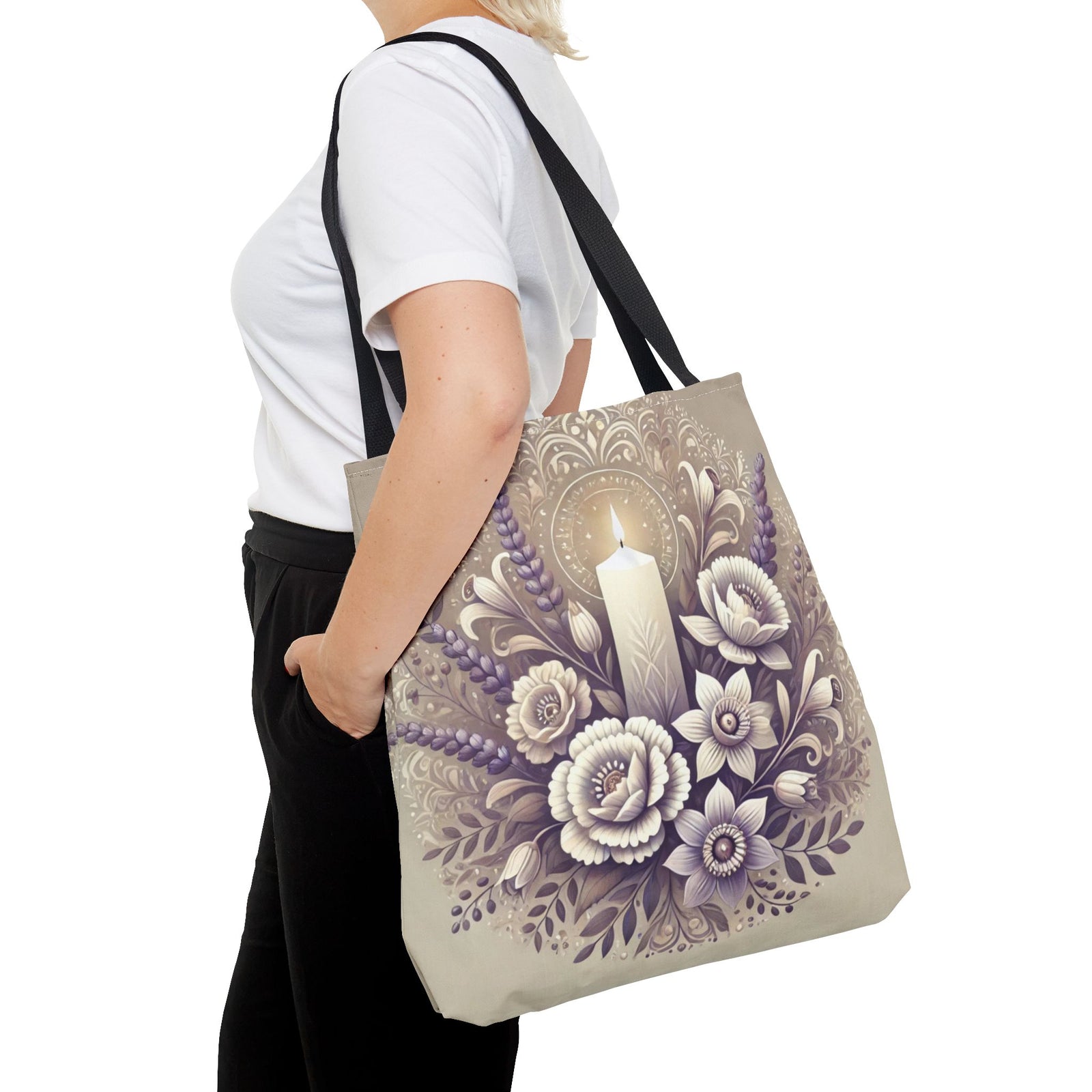 All Saints Day Religious Floral Folk Art Tote Bag