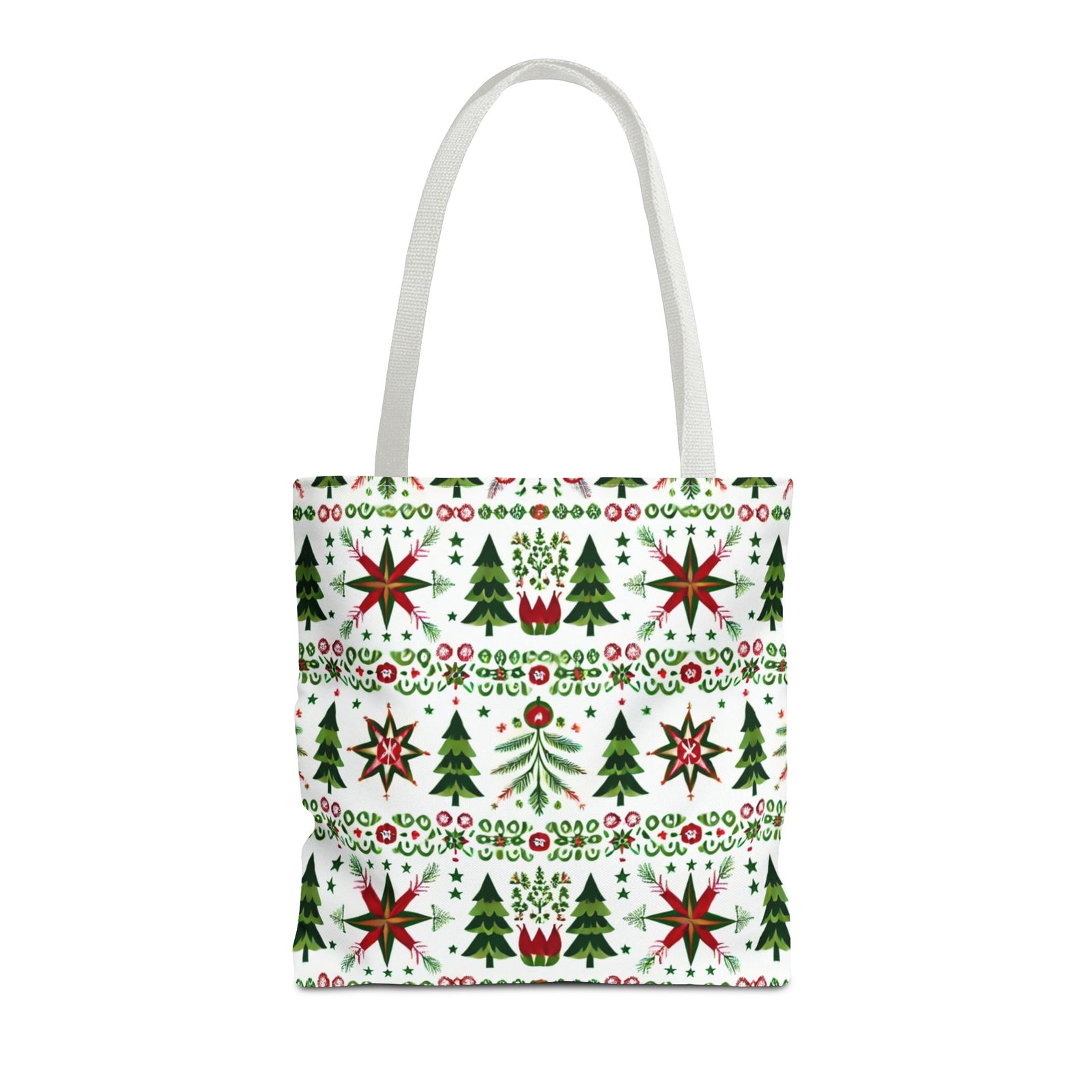Polish Christmas Folk Art Pattern Stars Pines & Florals Tote Bag