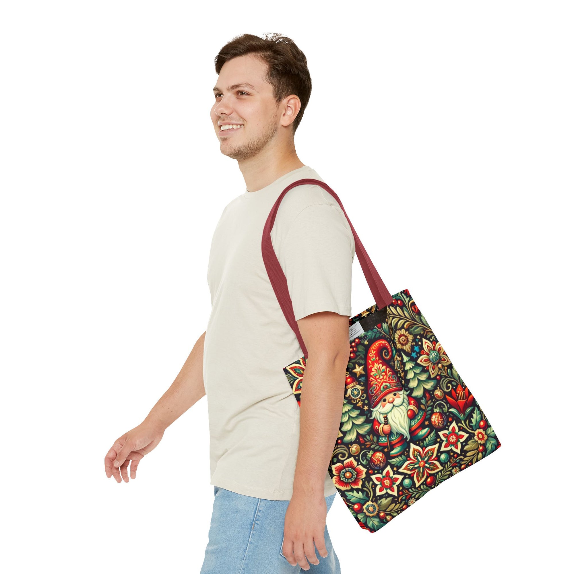 Christmas Gnome Festive Holiday Polish Folk Art Pattern Tote Bag