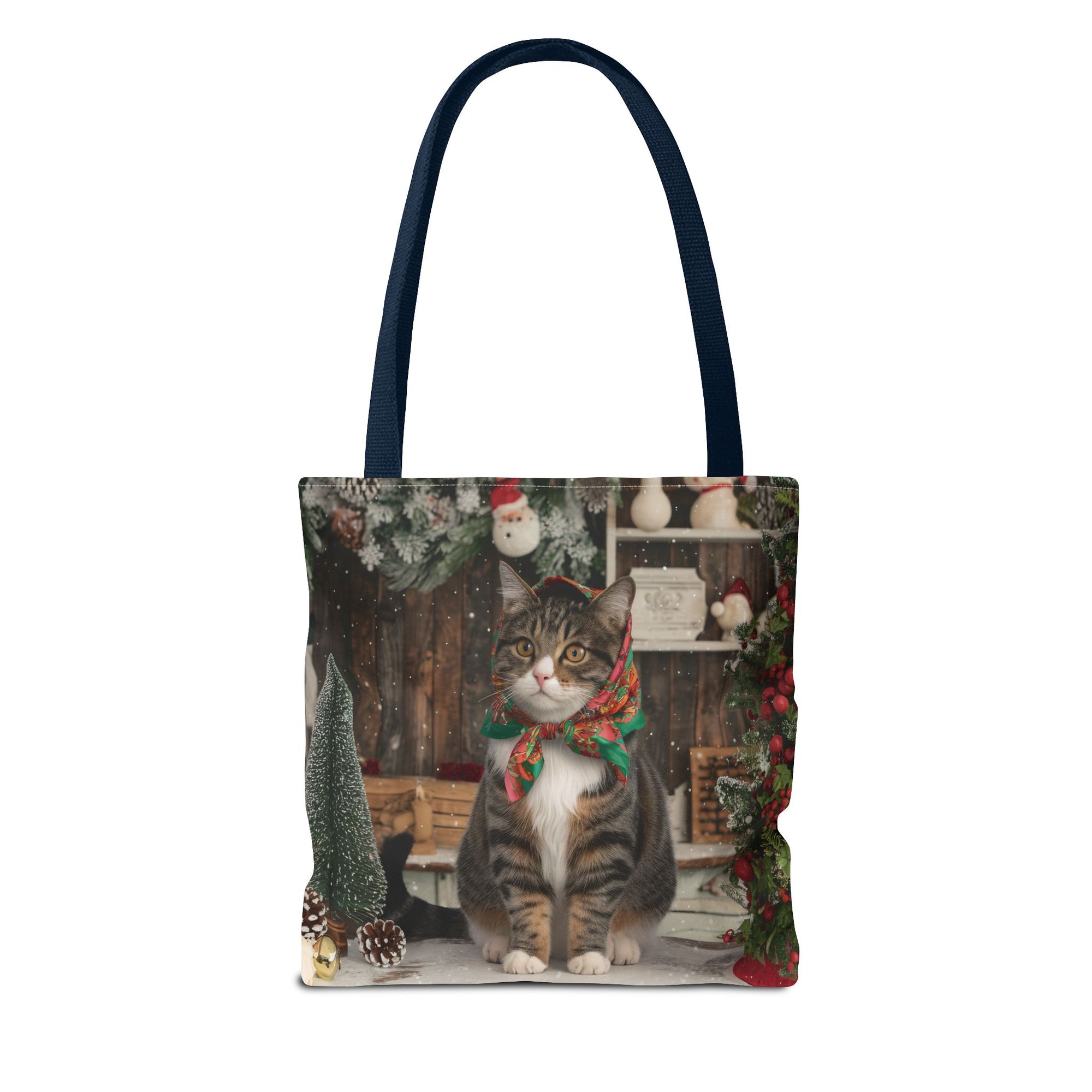Babushka Cat Holiday Christmas Tote Bag