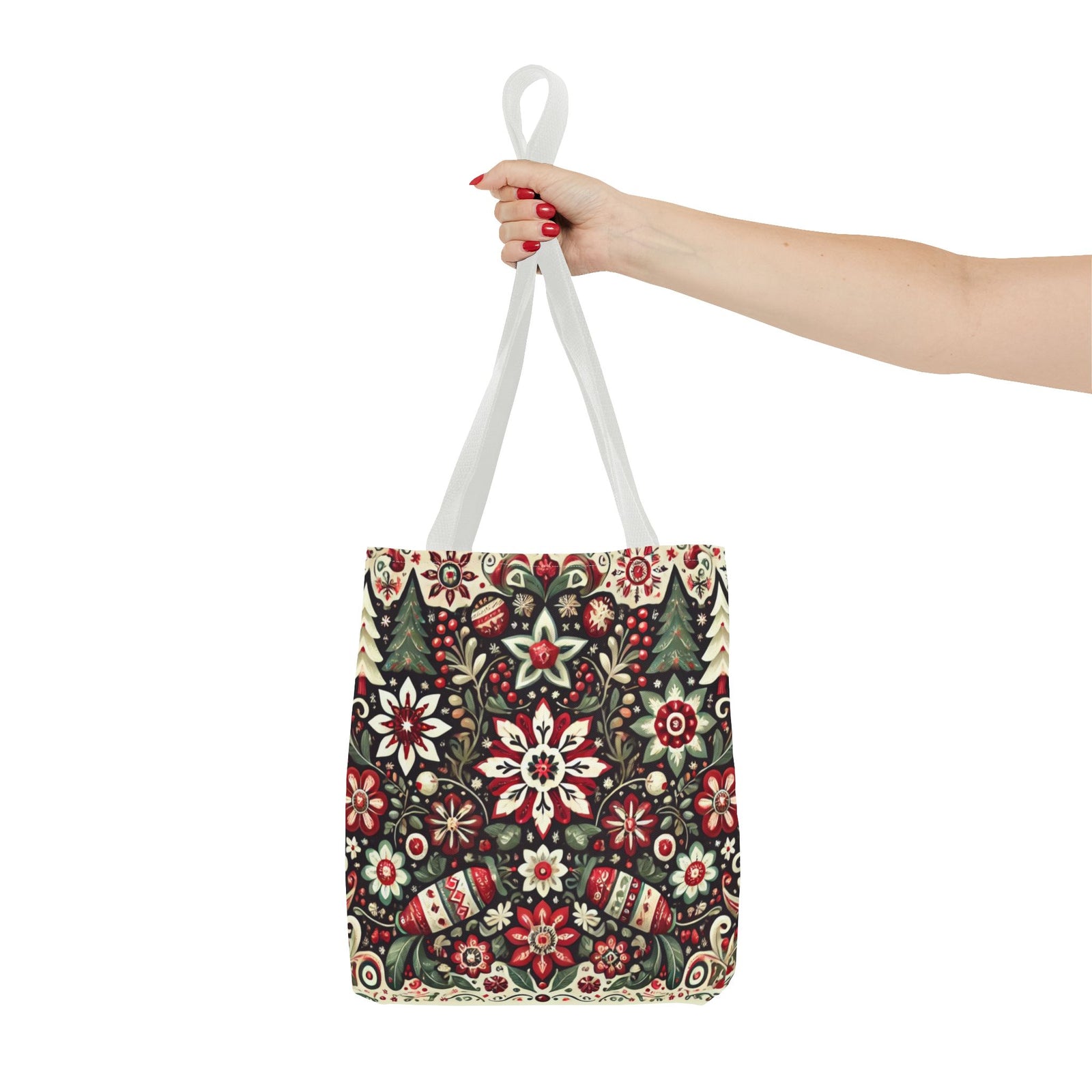 Antique Holiday Retro Christmas Folk Art Tote Bag