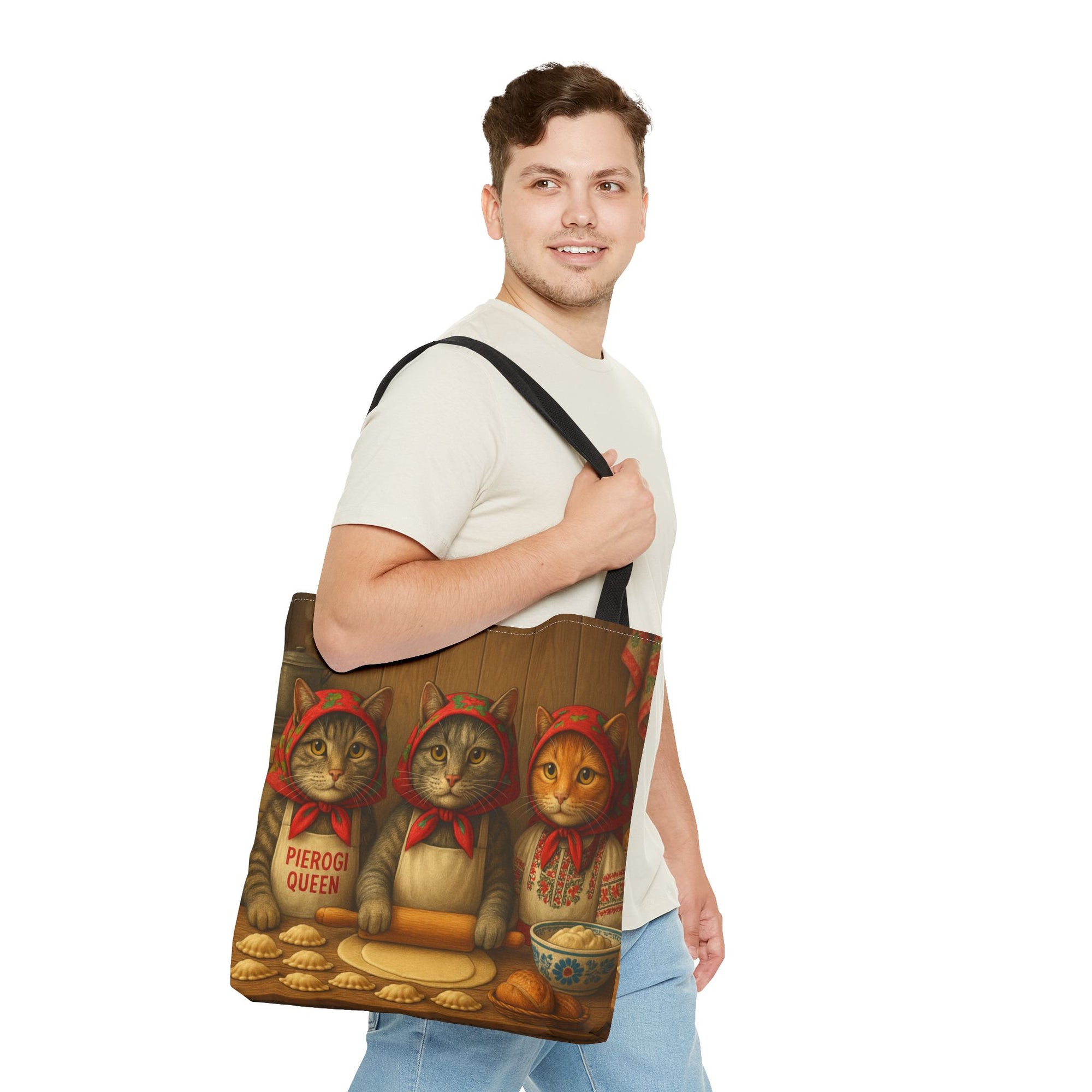 Babcia Cat Trio Making Pierogi Tote Bag
