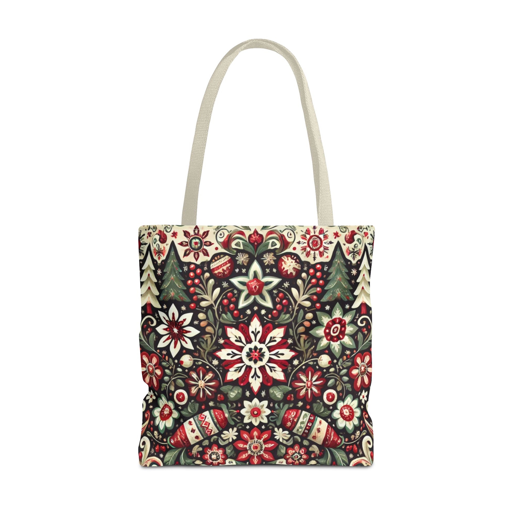 Antique Holiday Retro Christmas Folk Art Tote Bag