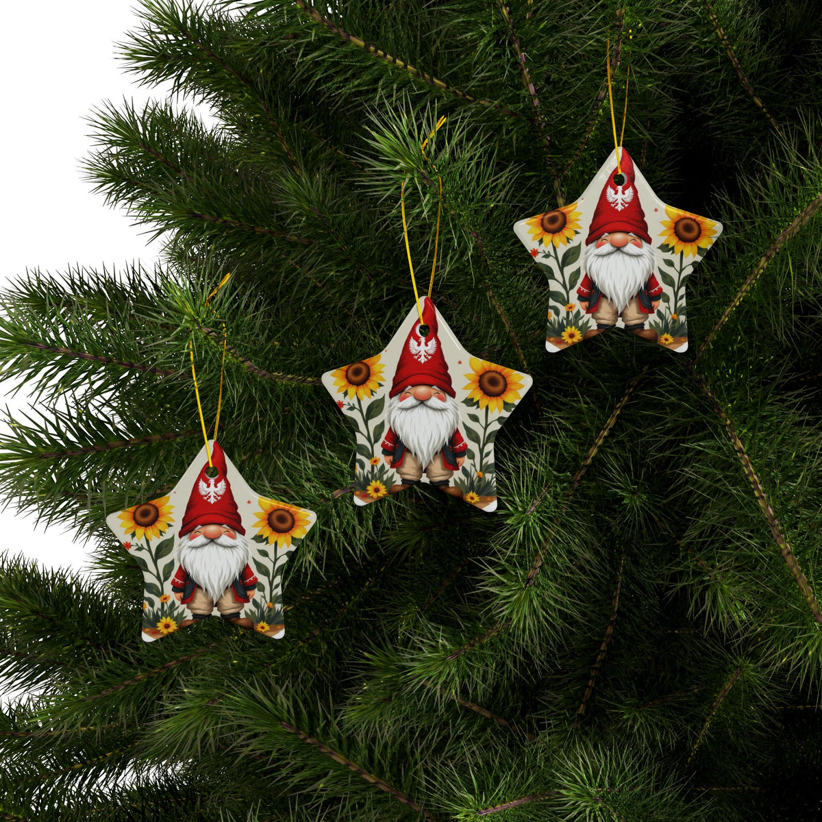 Poland Gnome Sunflower Ceramic Ornaments