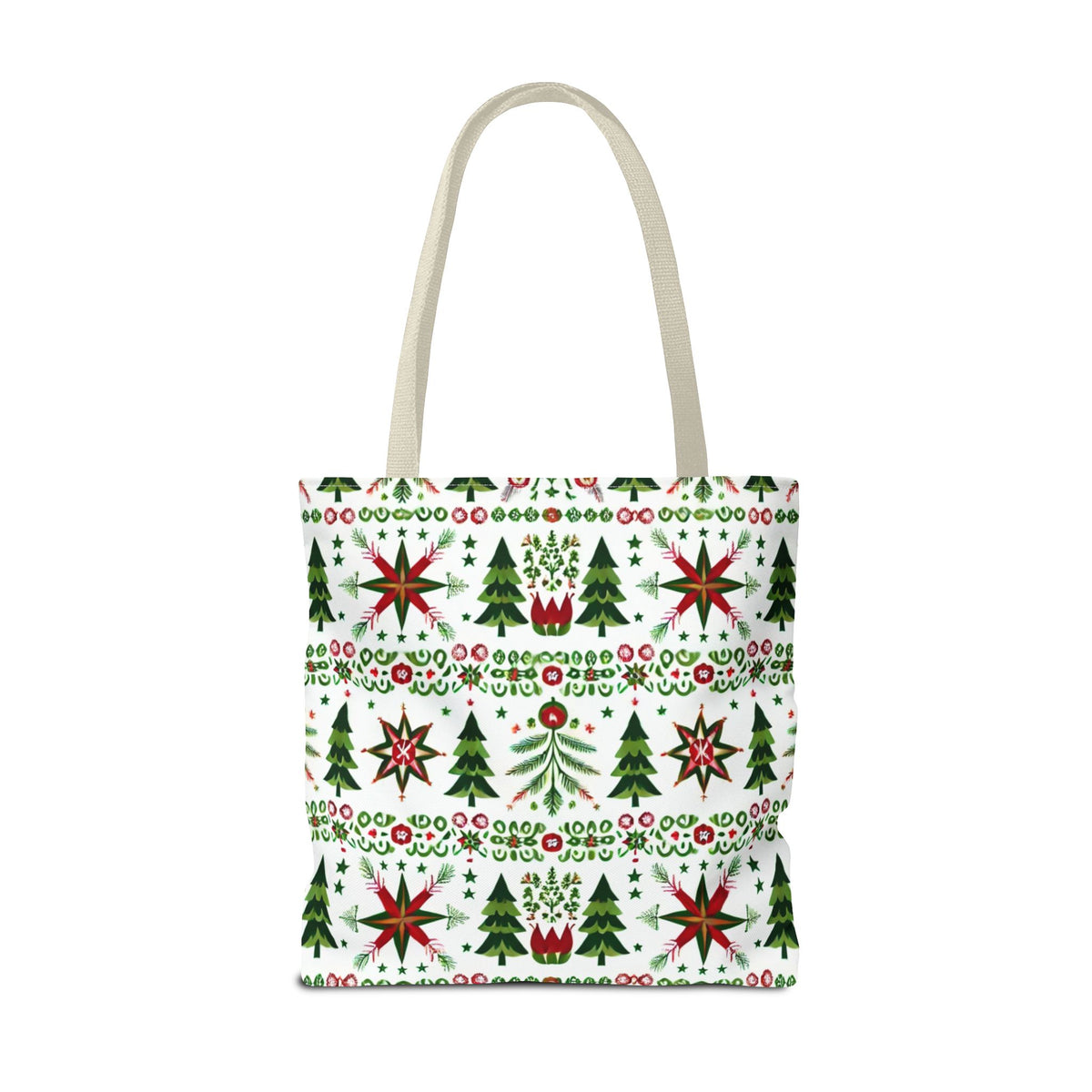 Polish Christmas Folk Art Pattern Stars Pines &amp; Florals Tote Bag