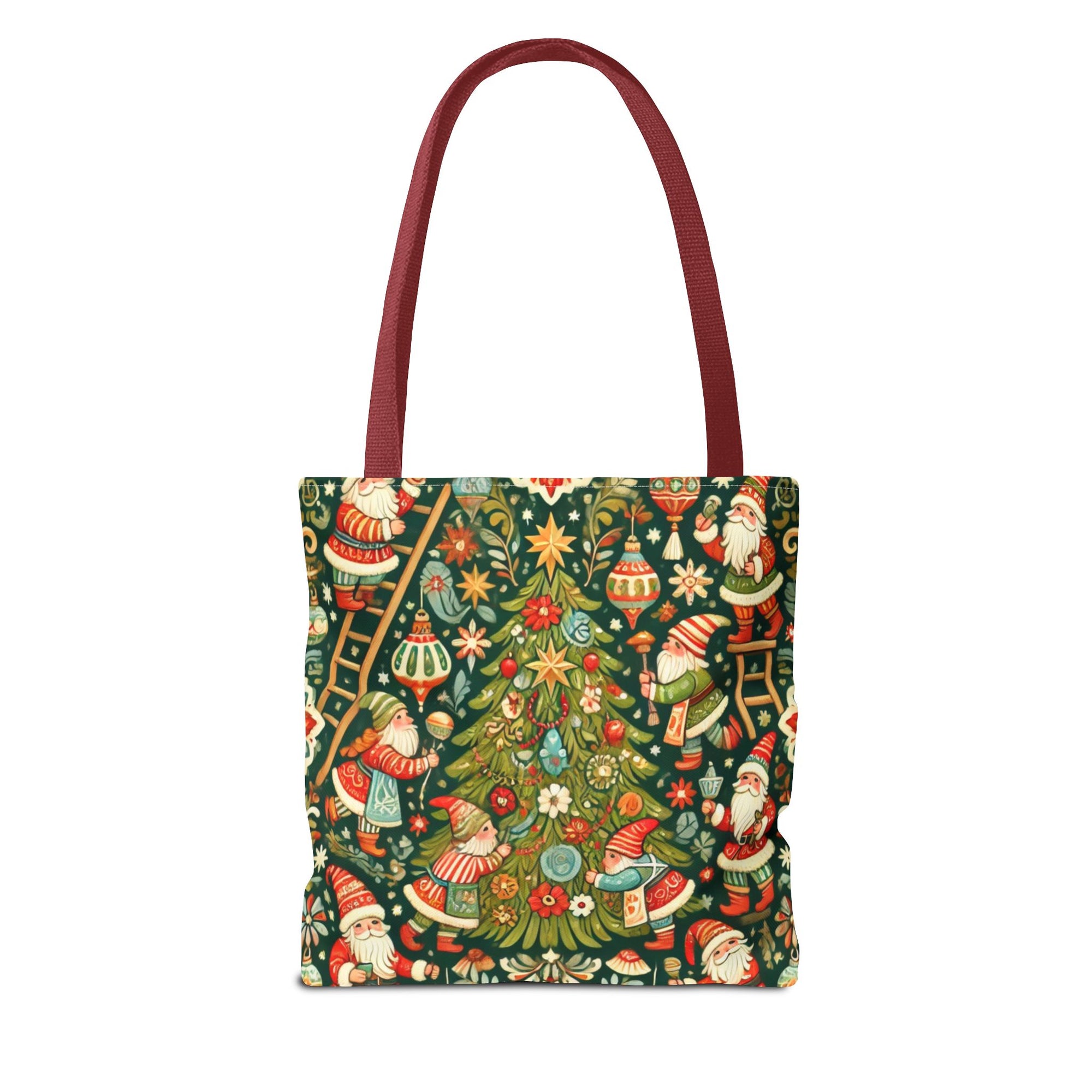 Christmas Gnomes Decorating Tree Holiday Tote Bag