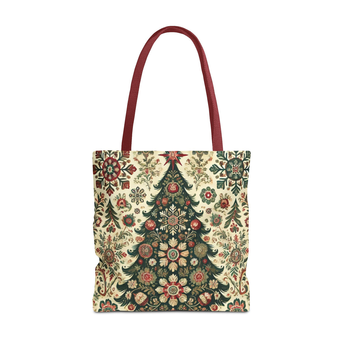 Vintage Christmas Trees Polish Folk Art Pattern Tote Bag
