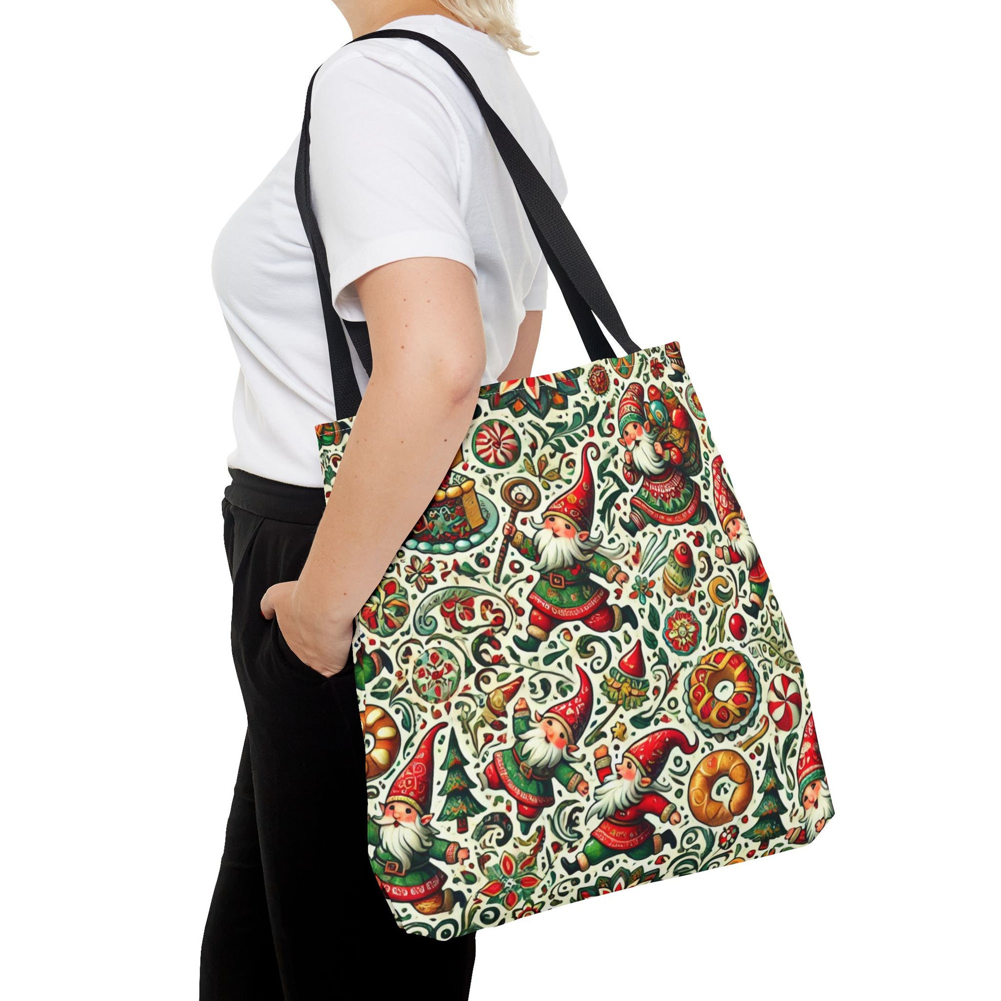 Christmas Gnomes Food Fight Whimsical Holiday Tote Bag