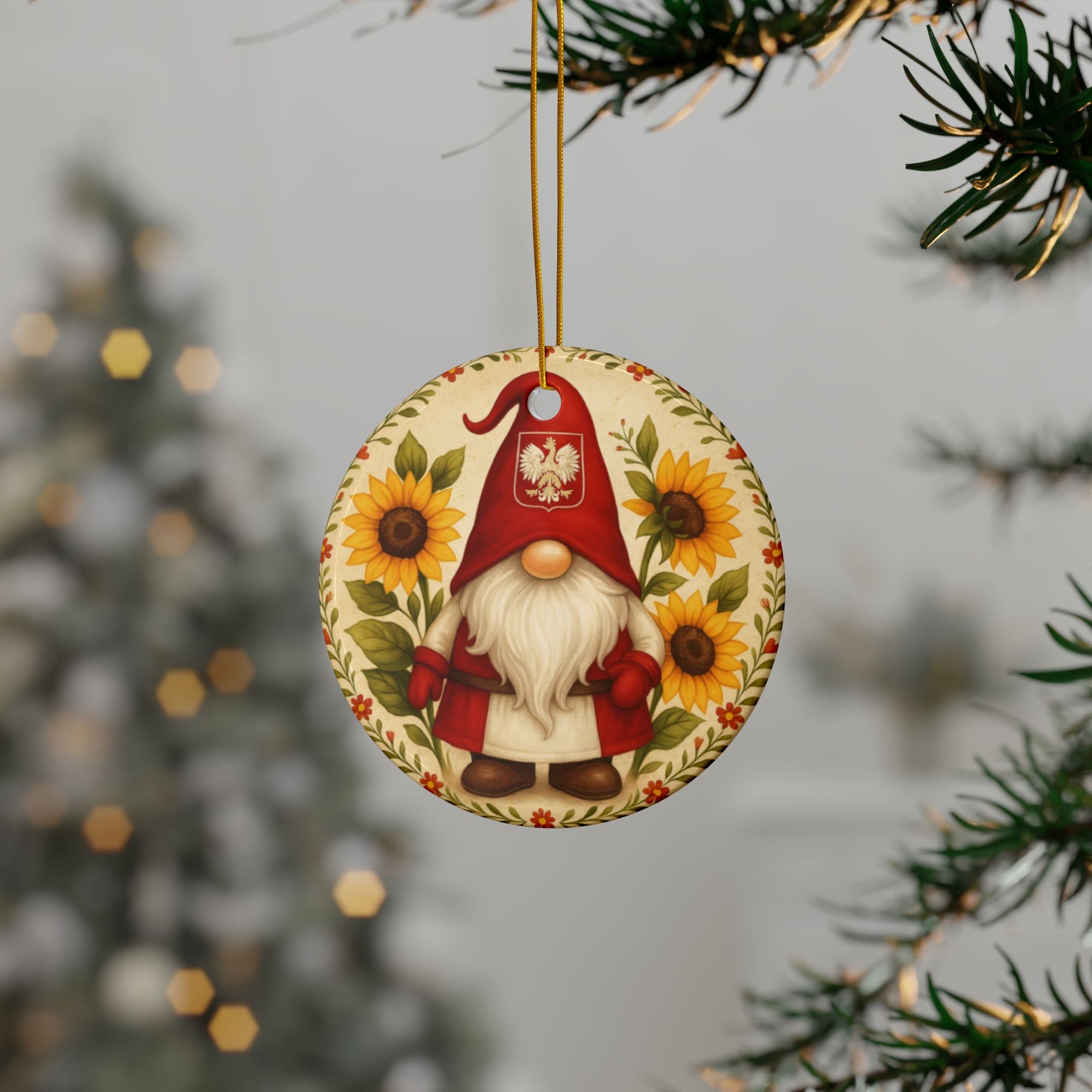 Cute Polish Gnone Ceramic Ornament,  2-Sided Design