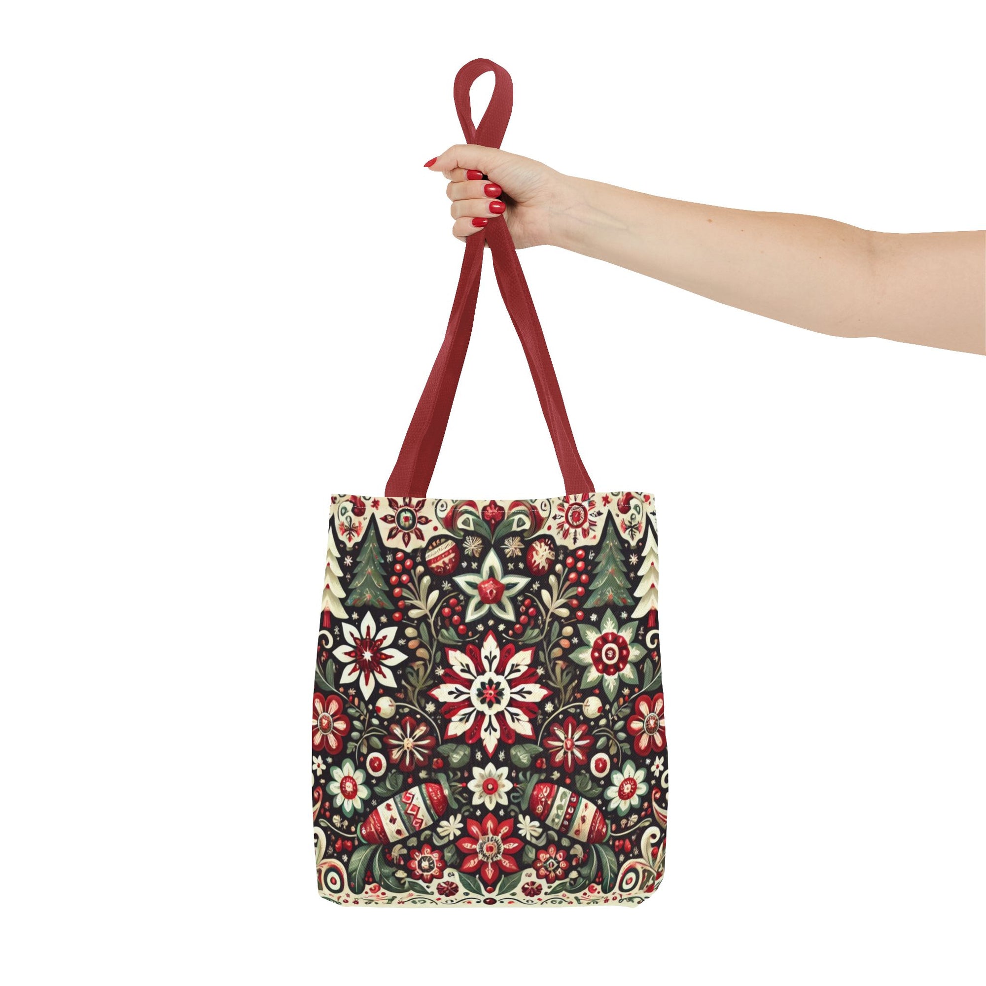Antique Holiday Retro Christmas Folk Art Tote Bag