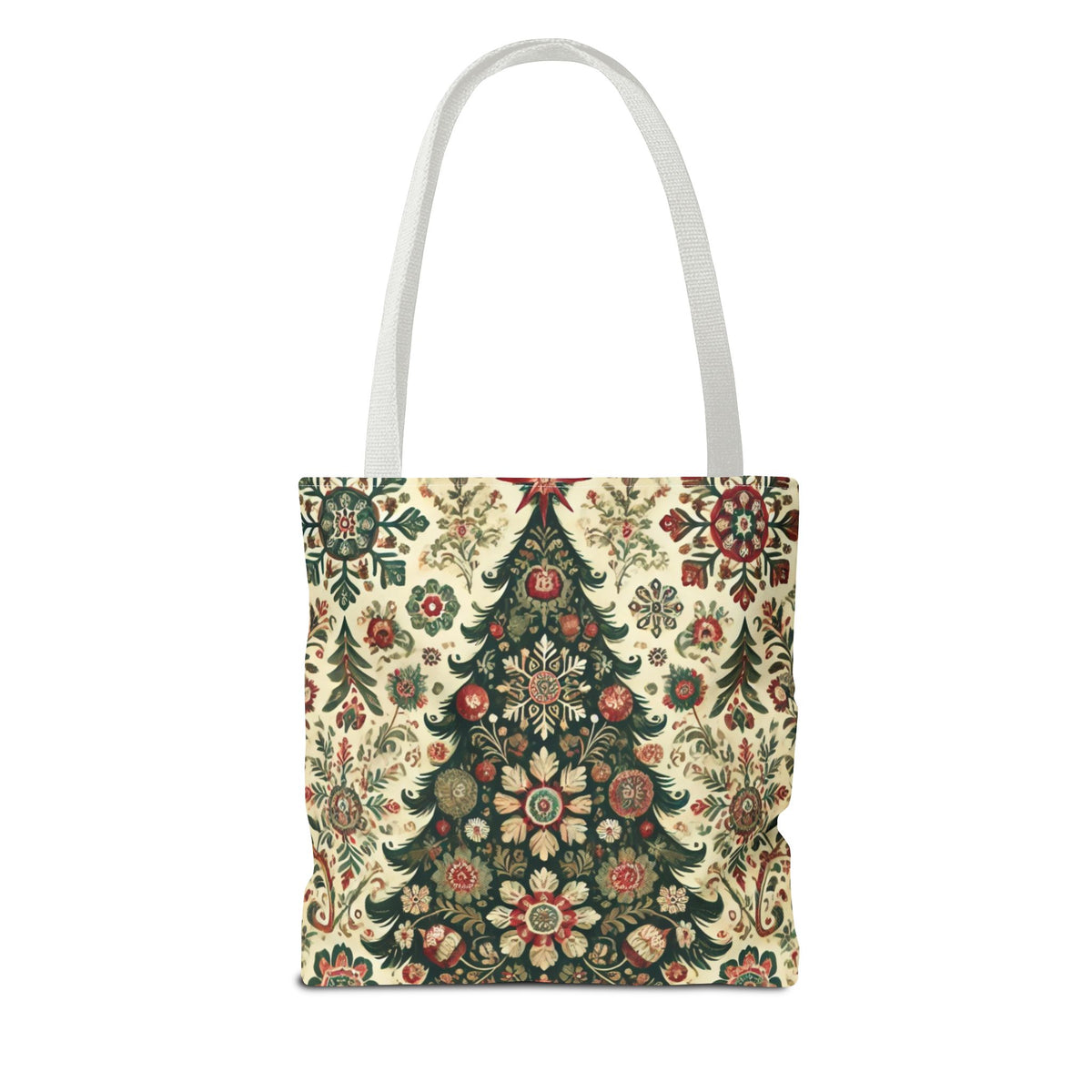 Vintage Christmas Trees Polish Folk Art Pattern Tote Bag