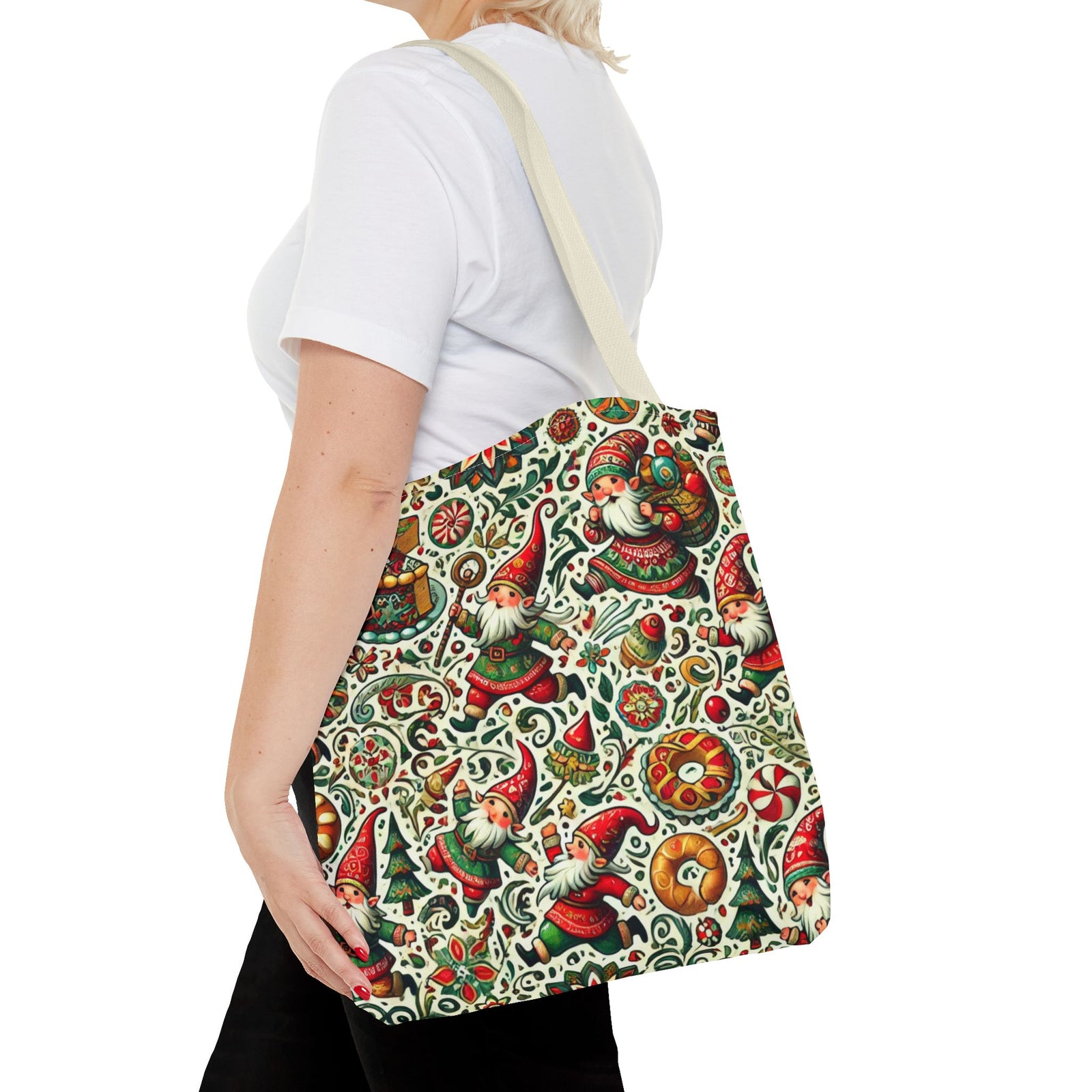 Christmas Gnomes Food Fight Whimsical Holiday Tote Bag