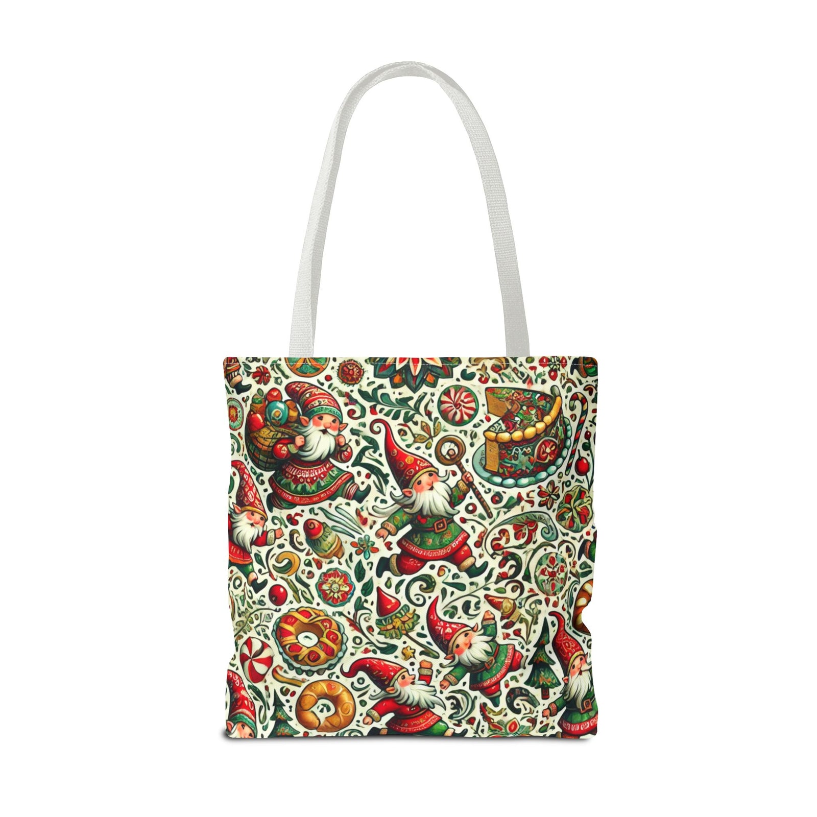 Christmas Gnomes Food Fight Whimsical Holiday Tote Bag