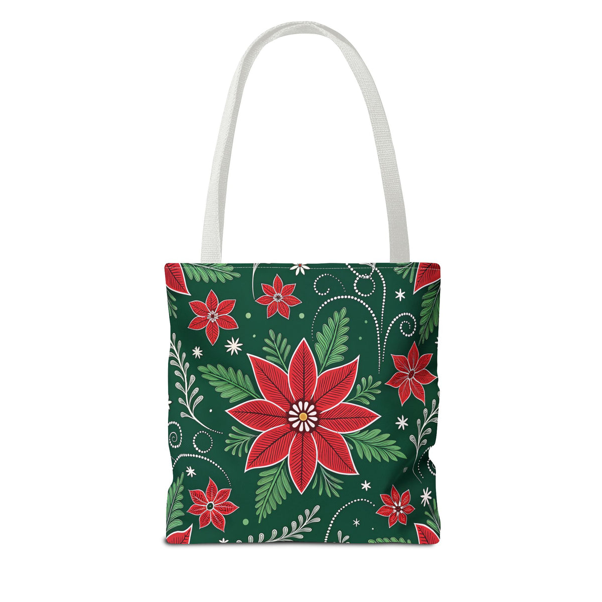 Christmas Poinsettia Folk Art Tote Bag