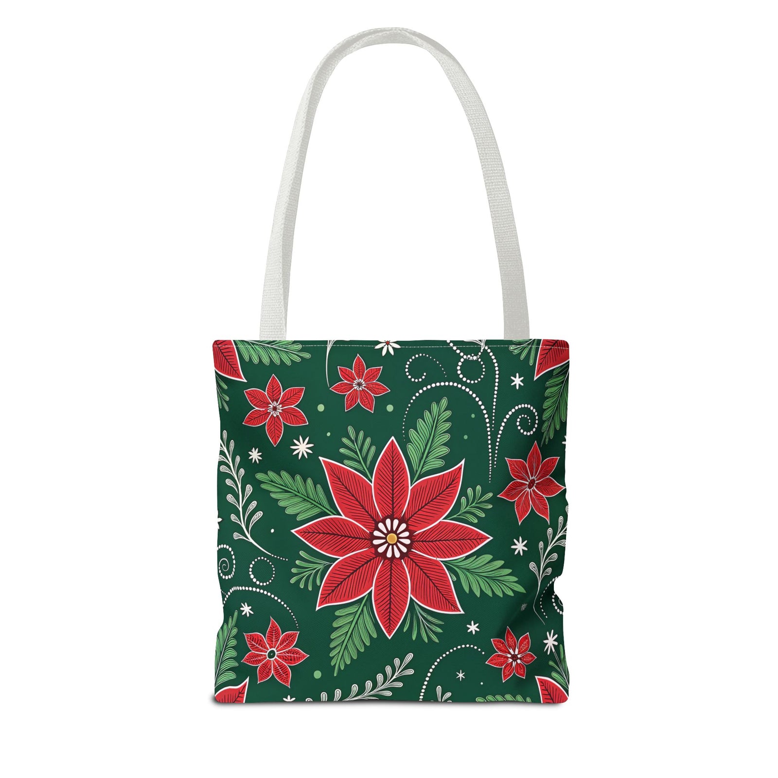 Christmas Poinsettia Folk Art Tote Bag