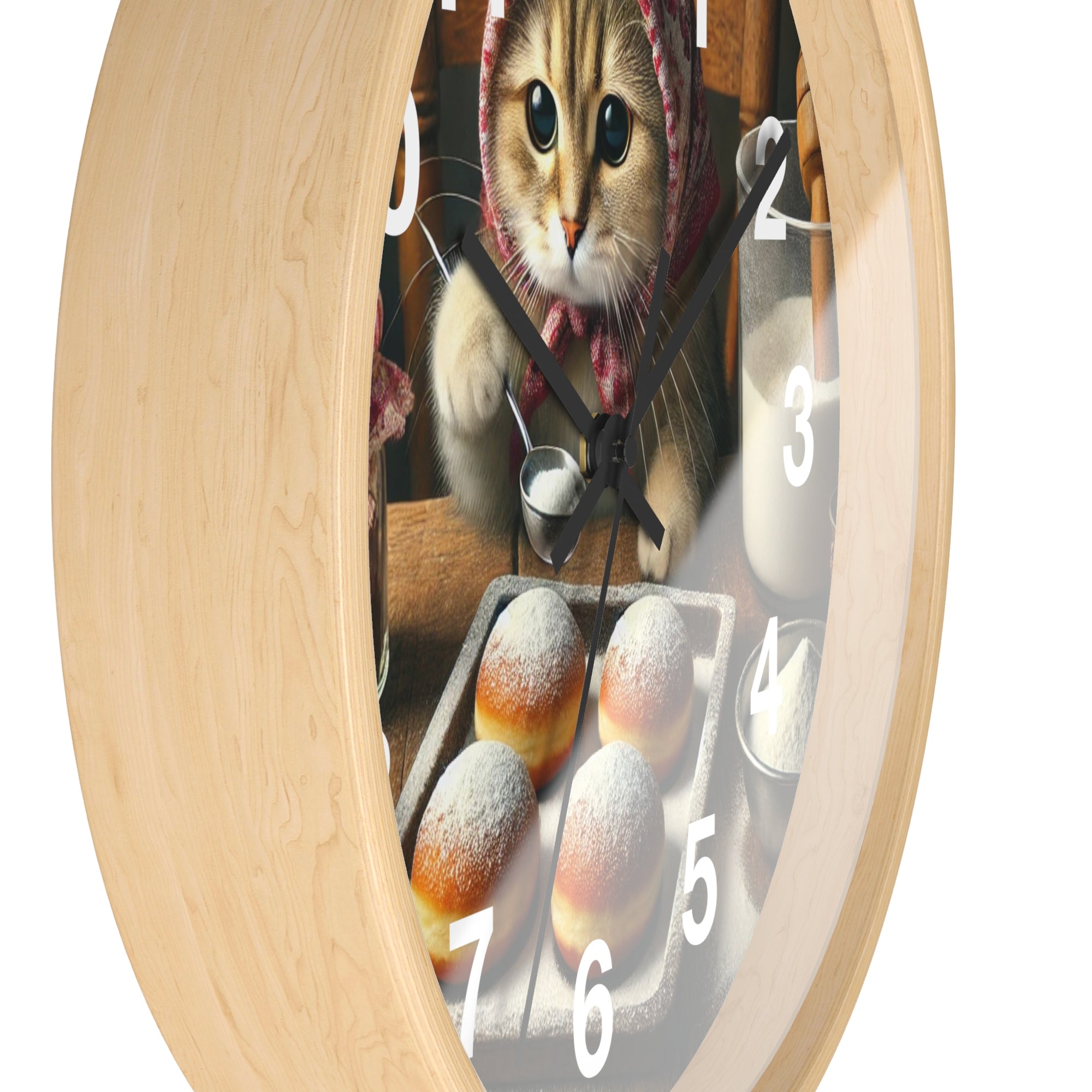 Cute Polish Cat Making Paczki Wall Clock