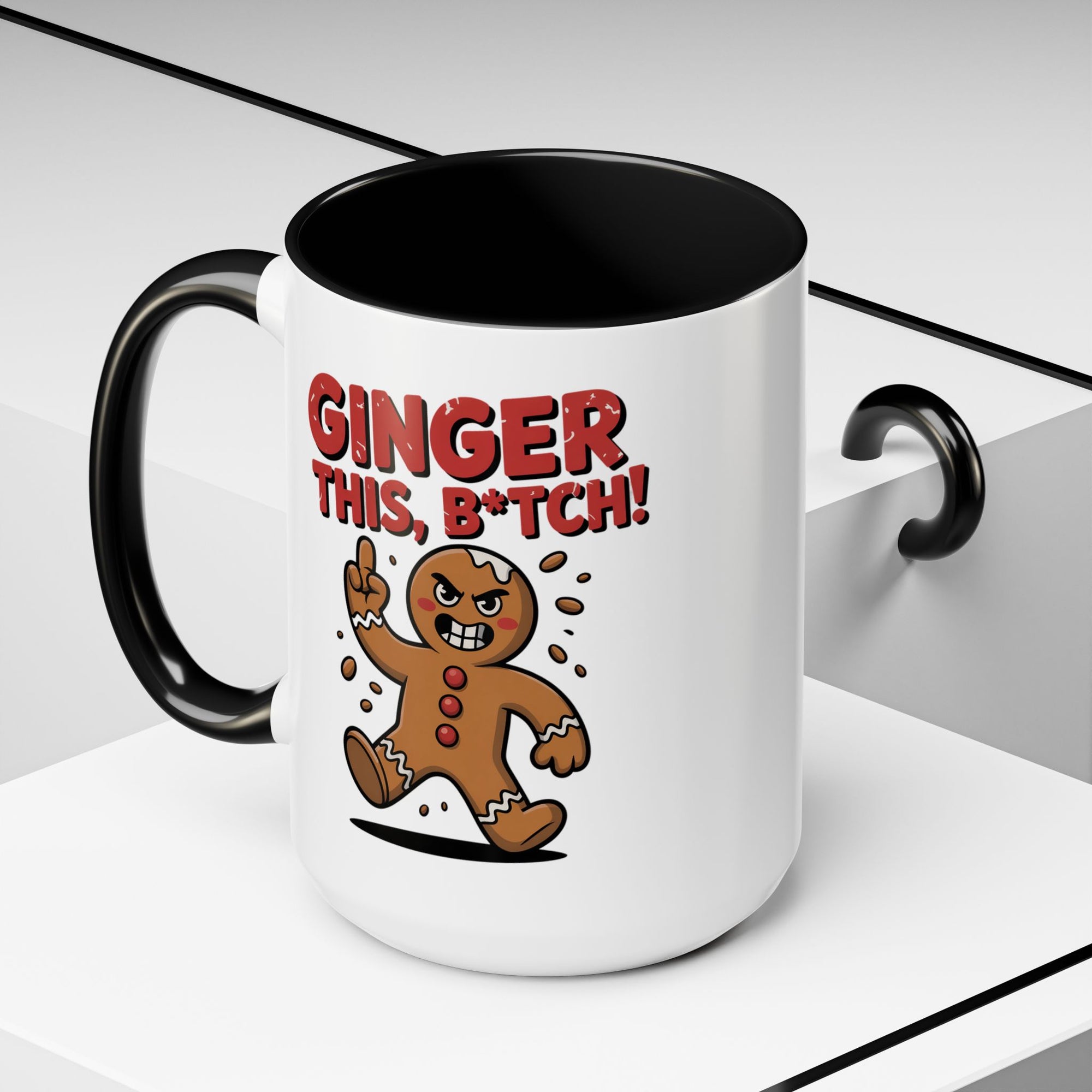 Angry Gingerbread Man Coffee Mug With Color Inside