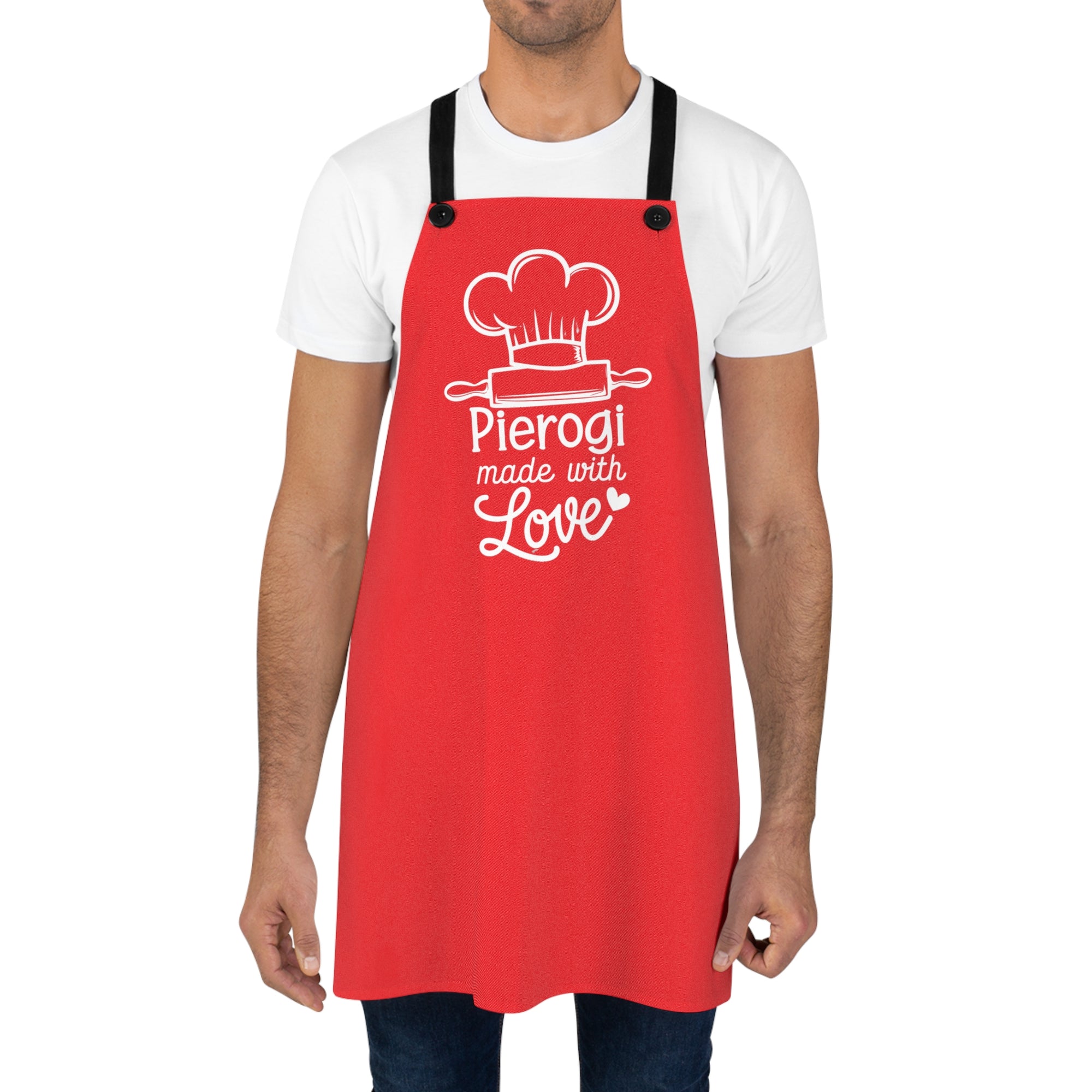 Pierogi Made with Love Red Cooking Apron for Polish Food Lovers