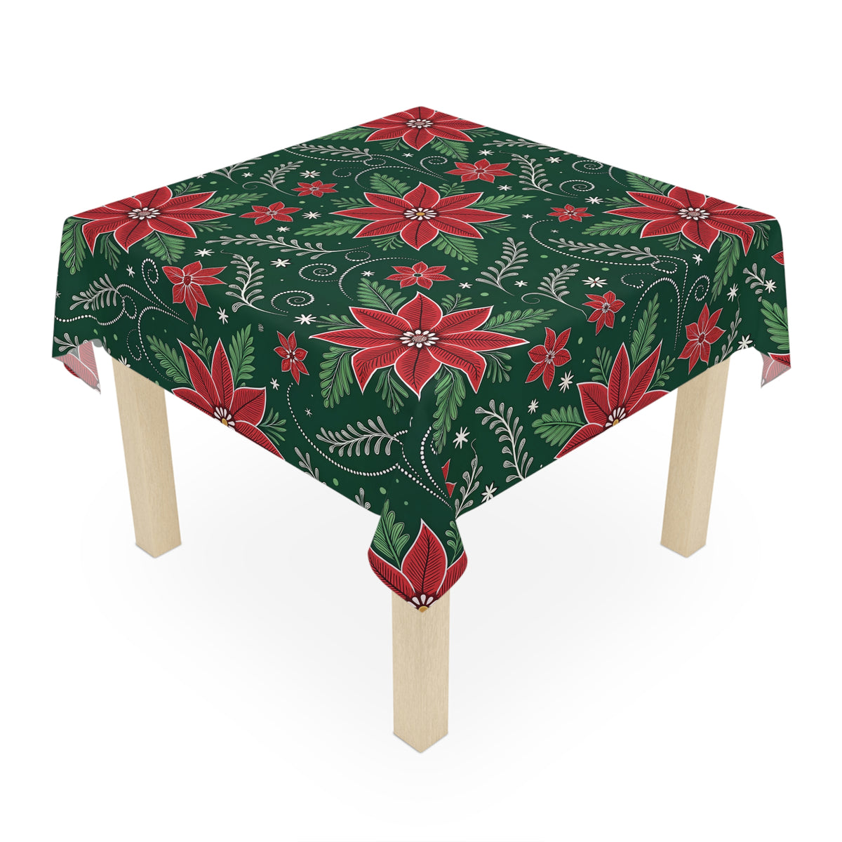 Christmas Poinsettia Floral Tablecloth