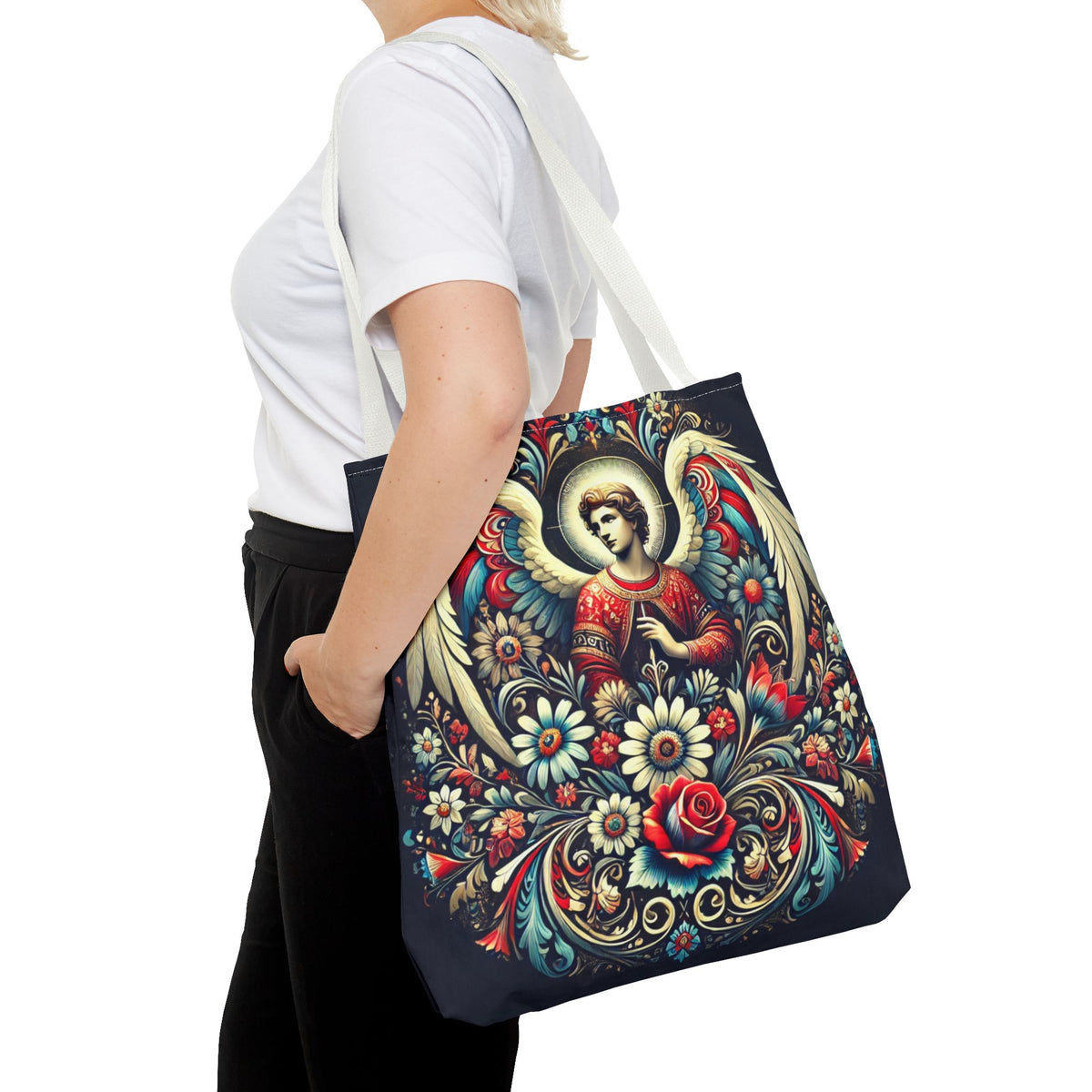 Archangel Michael Polish Floral Folk Art Tote Bag