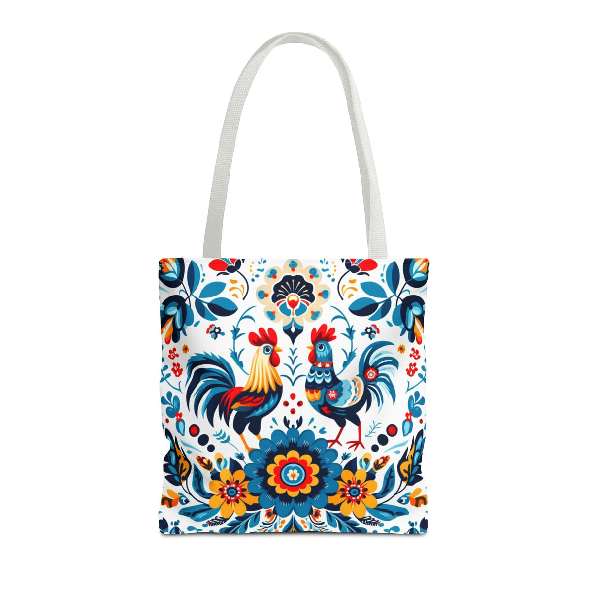 Vibrant Polish Chicken Pattern Floral Design Tote Bag