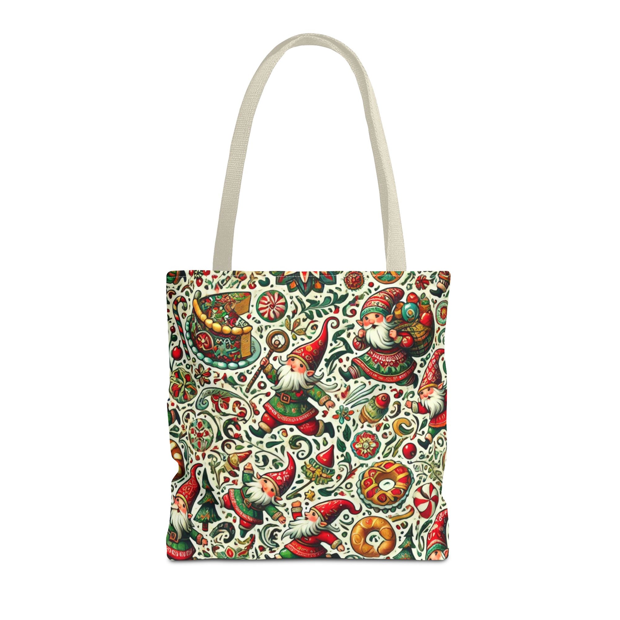 Christmas Gnomes Food Fight Whimsical Holiday Tote Bag