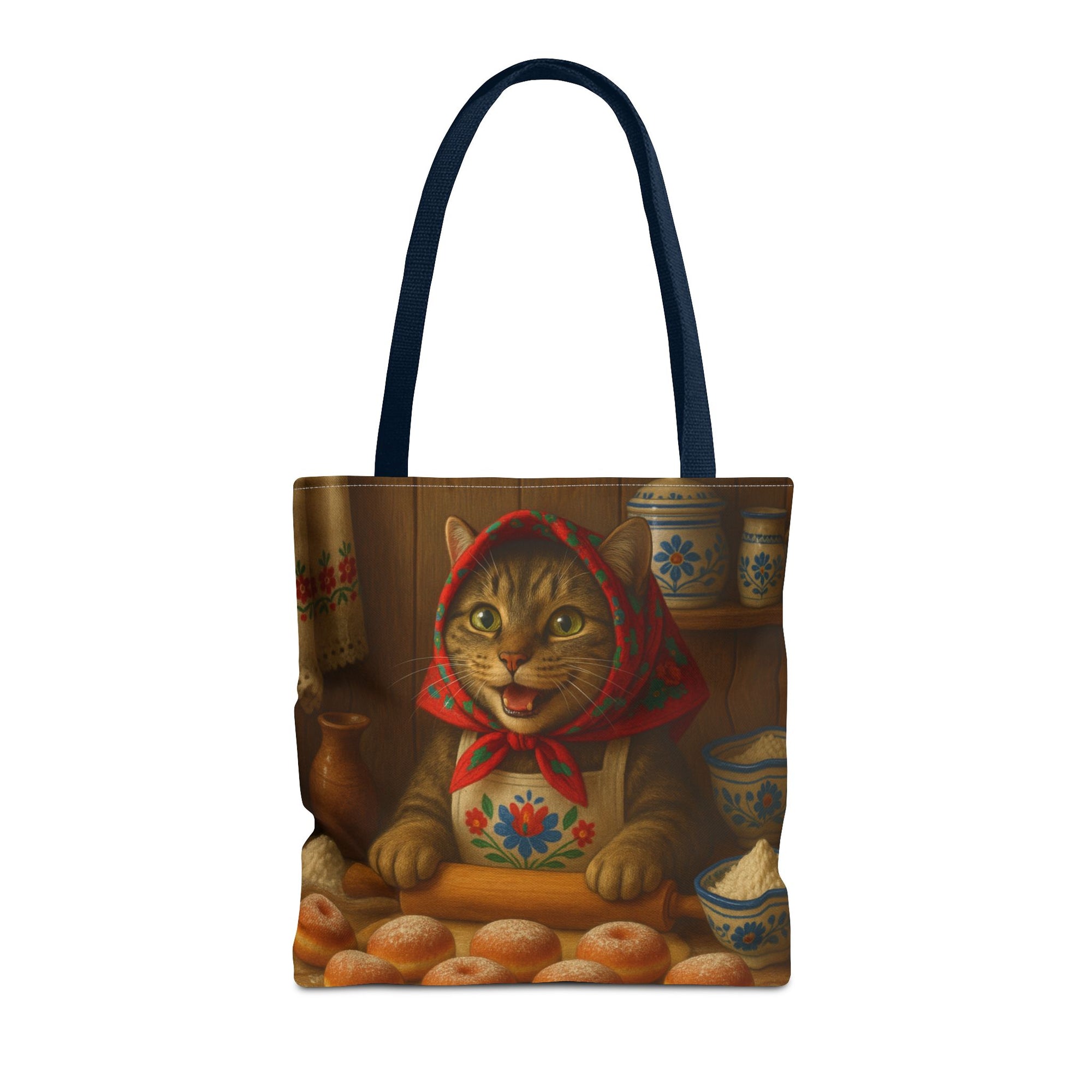 Babushka Cat Making Paczki Polish Donuts Tote Bag
