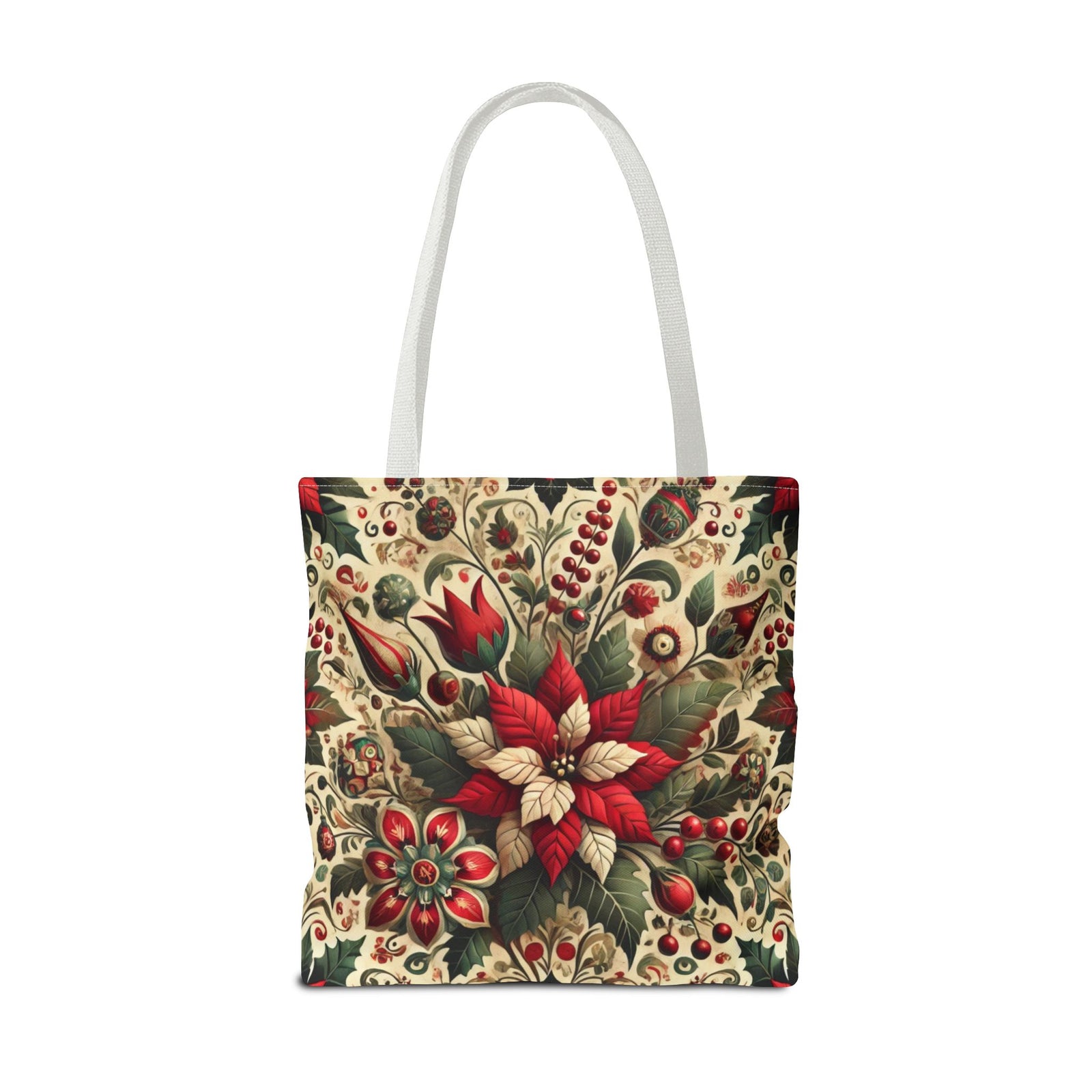 Christmas Poinsettia Floral Art Holiday Tote Bag