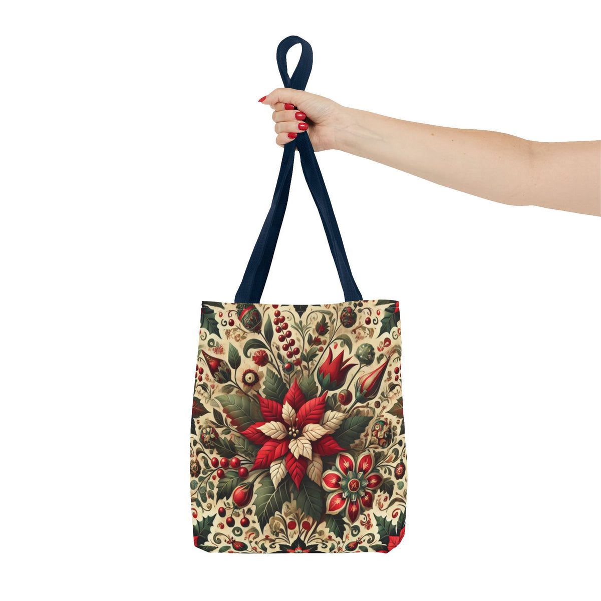 Christmas Poinsettia Floral Art Holiday Tote Bag
