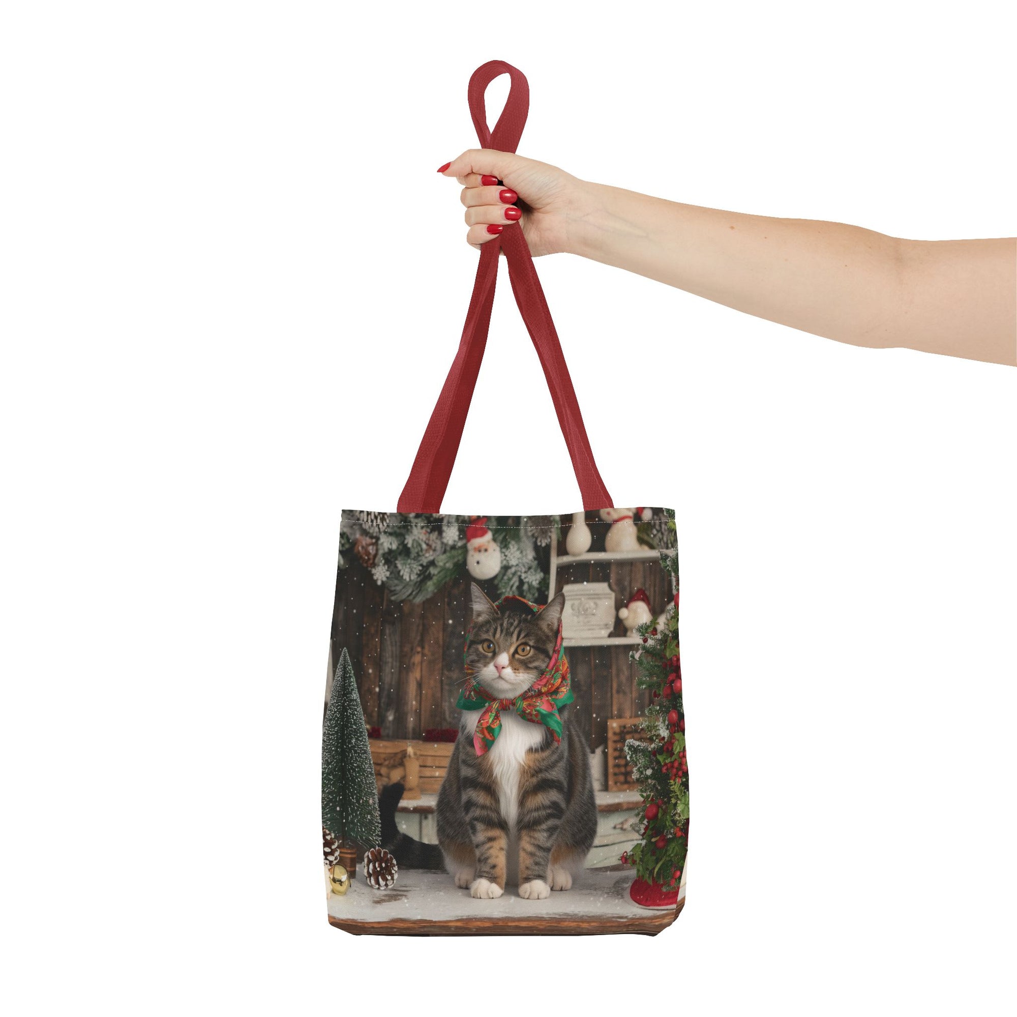 Babushka Cat Holiday Christmas Tote Bag