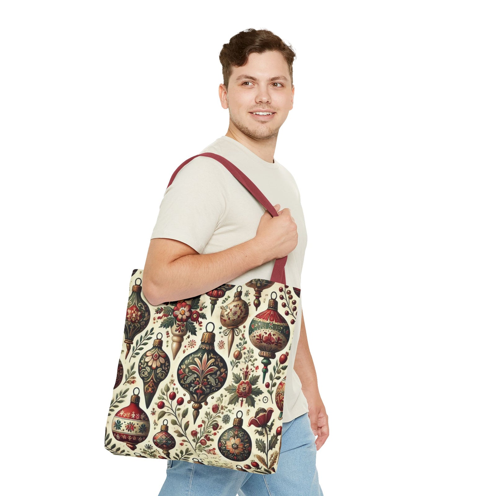 Vintage Christmas Bulbs Festive Holiday Tote Bag