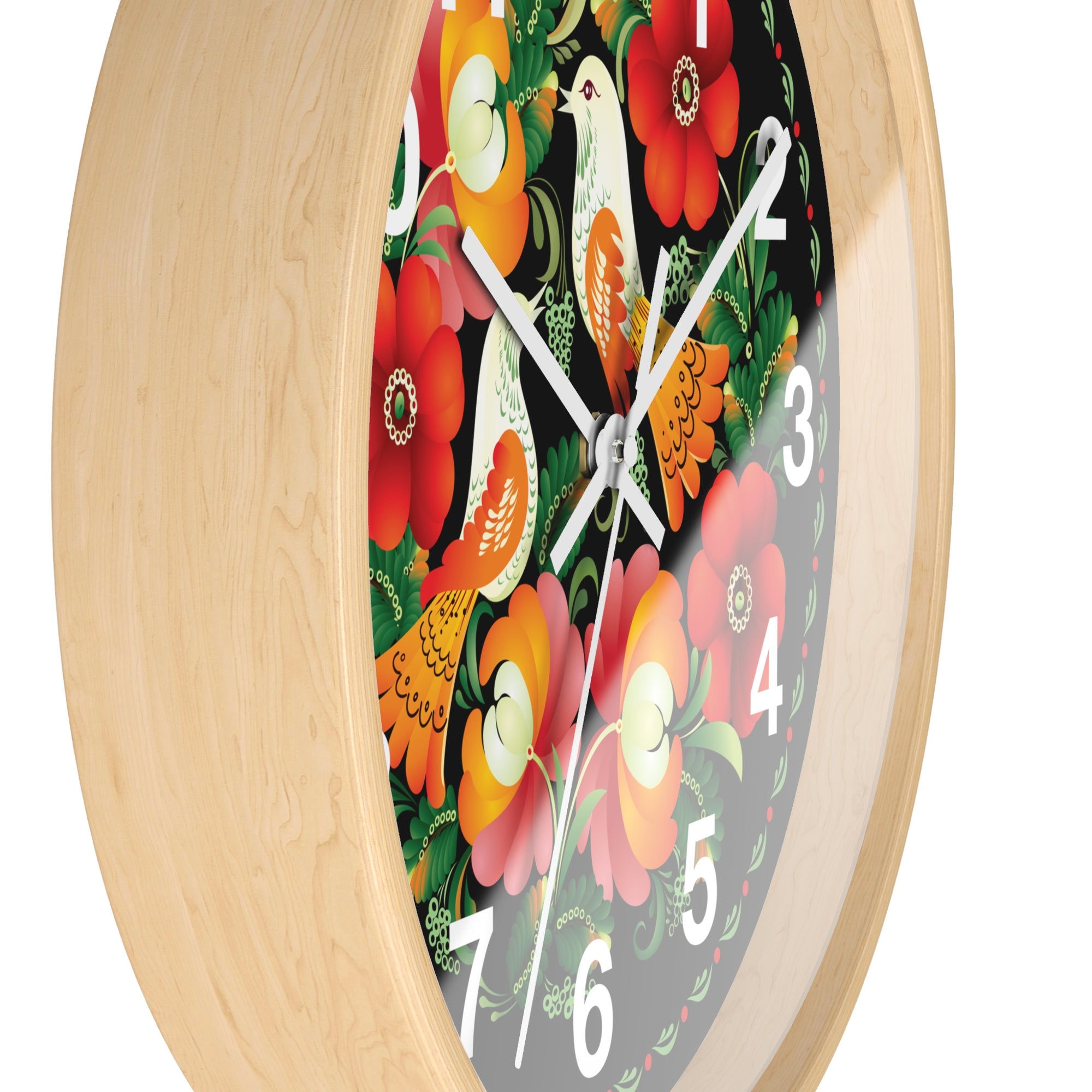 Folk Art Love Birds Wall Clock