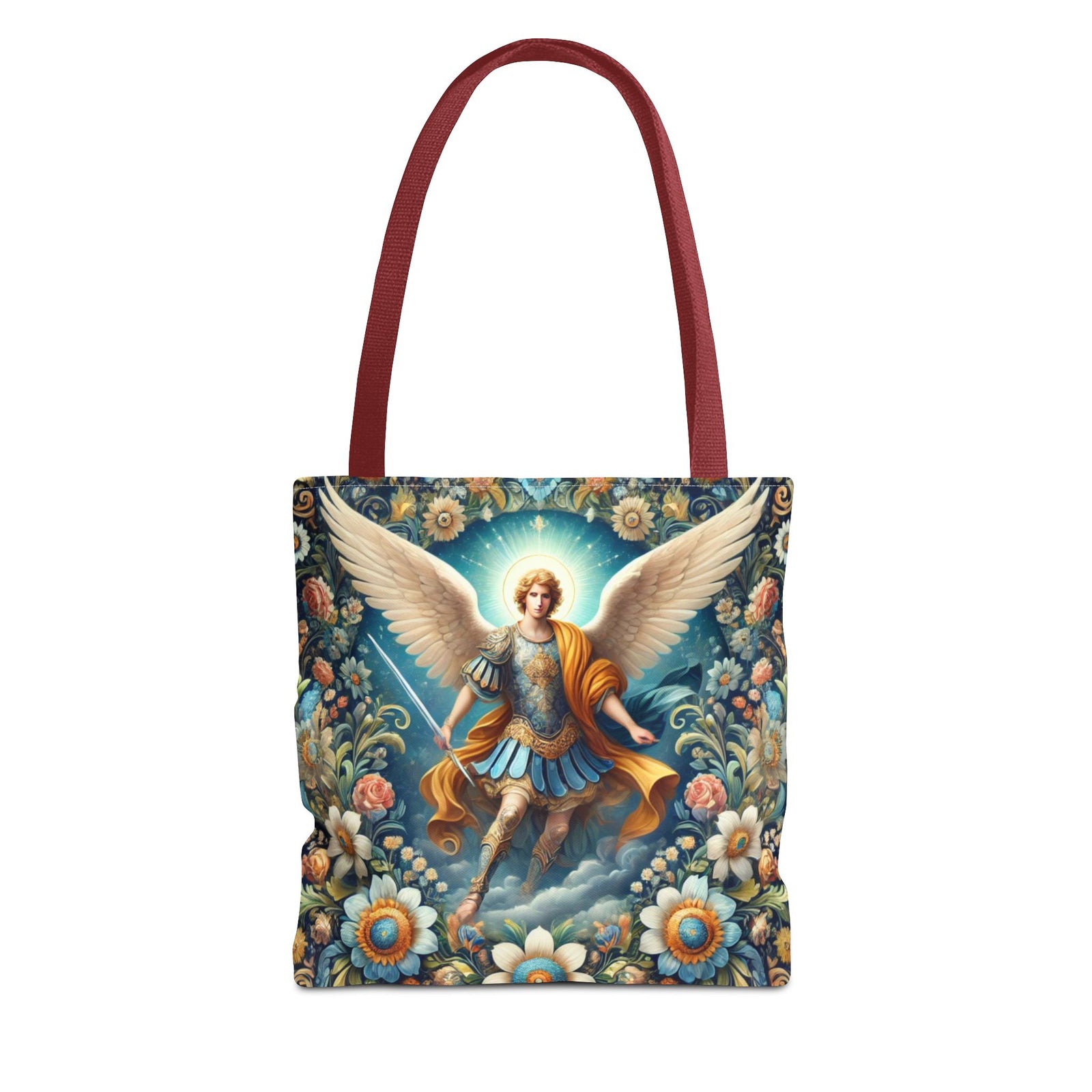 Archangel Michael Floral Tote Bag