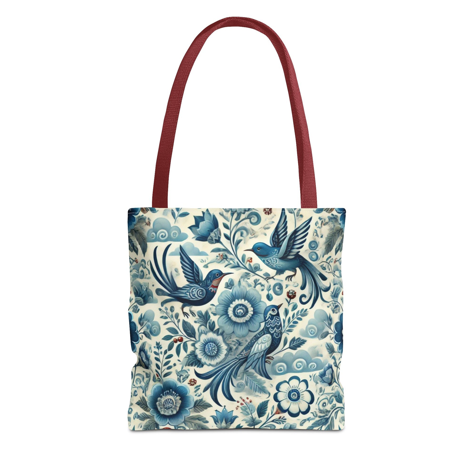 Polish Folk Art Floral & Birds Vibrant Blue Tote Bag (AOP)