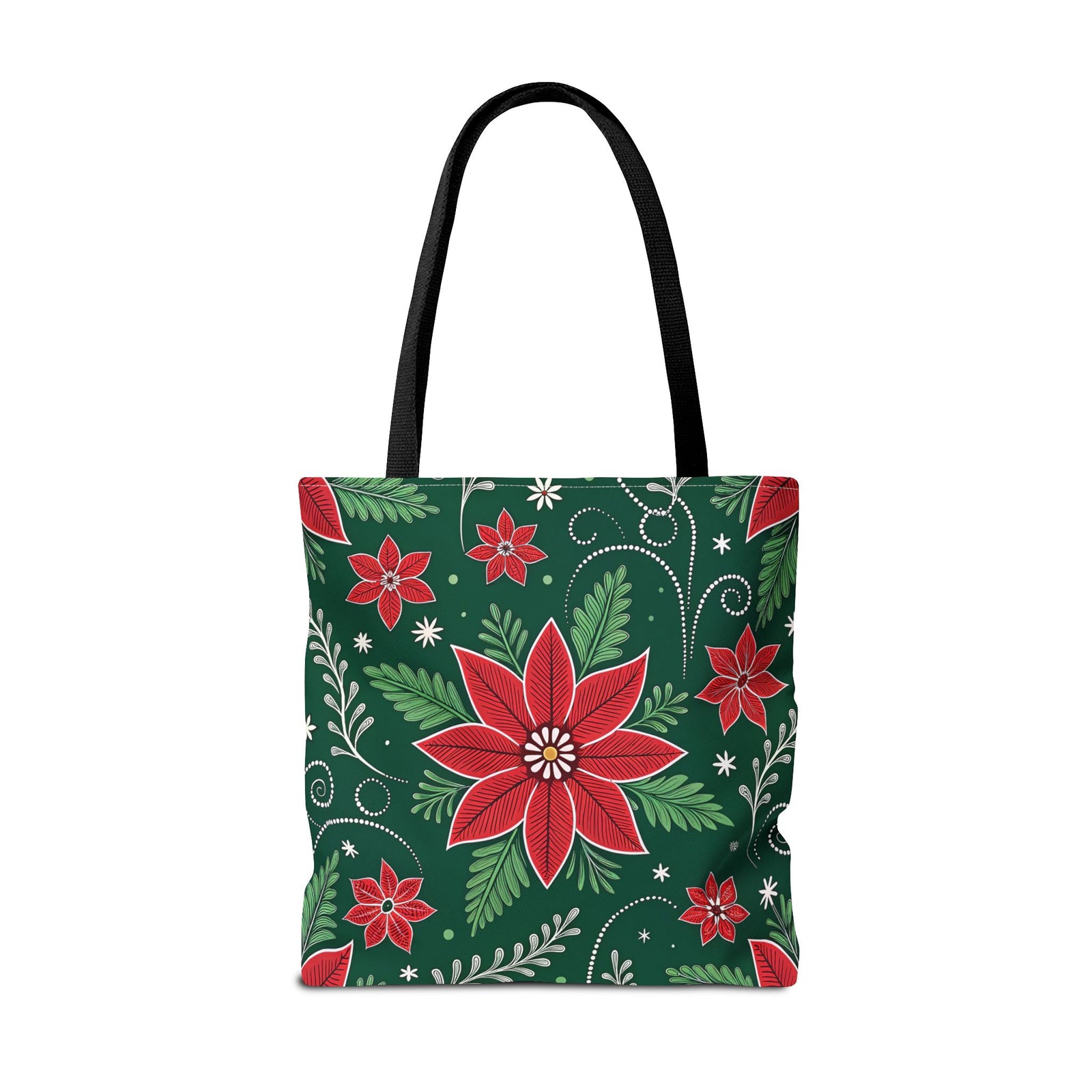 Christmas Poinsettia Folk Art Tote Bag