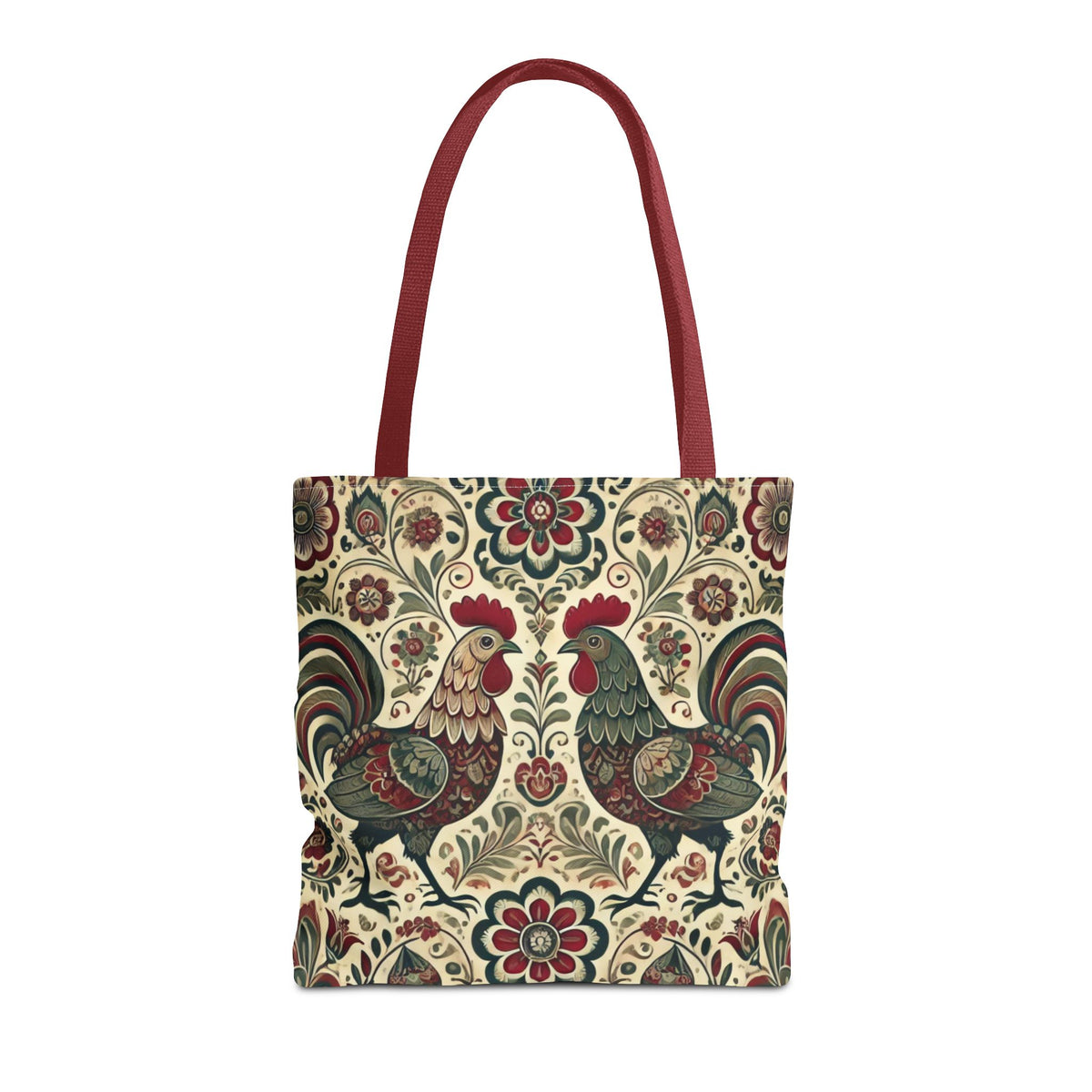 Retro Themed Polish Wycinanki Rooster Pattern Folk Art Tote Bag