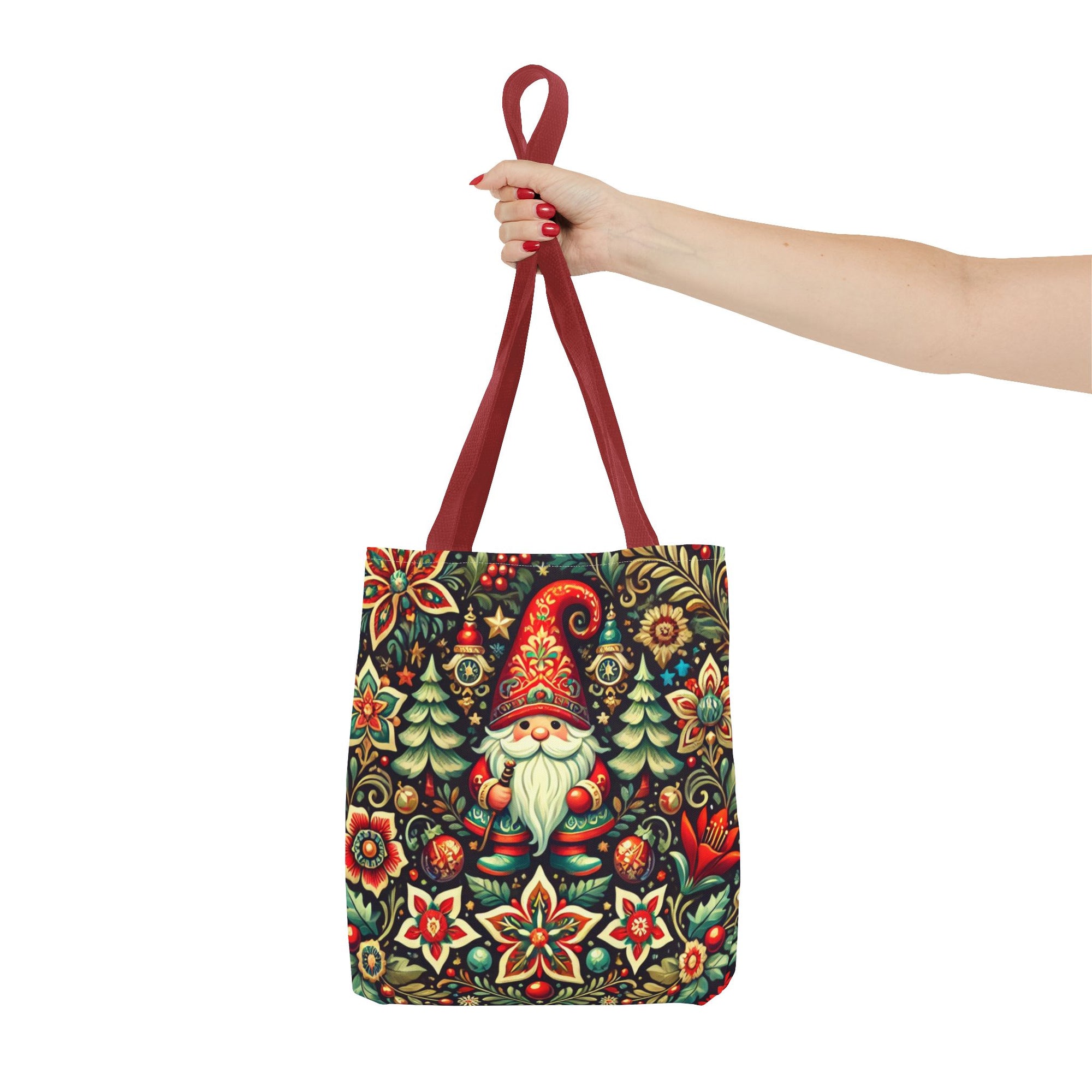 Christmas Gnome Festive Holiday Polish Folk Art Pattern Tote Bag