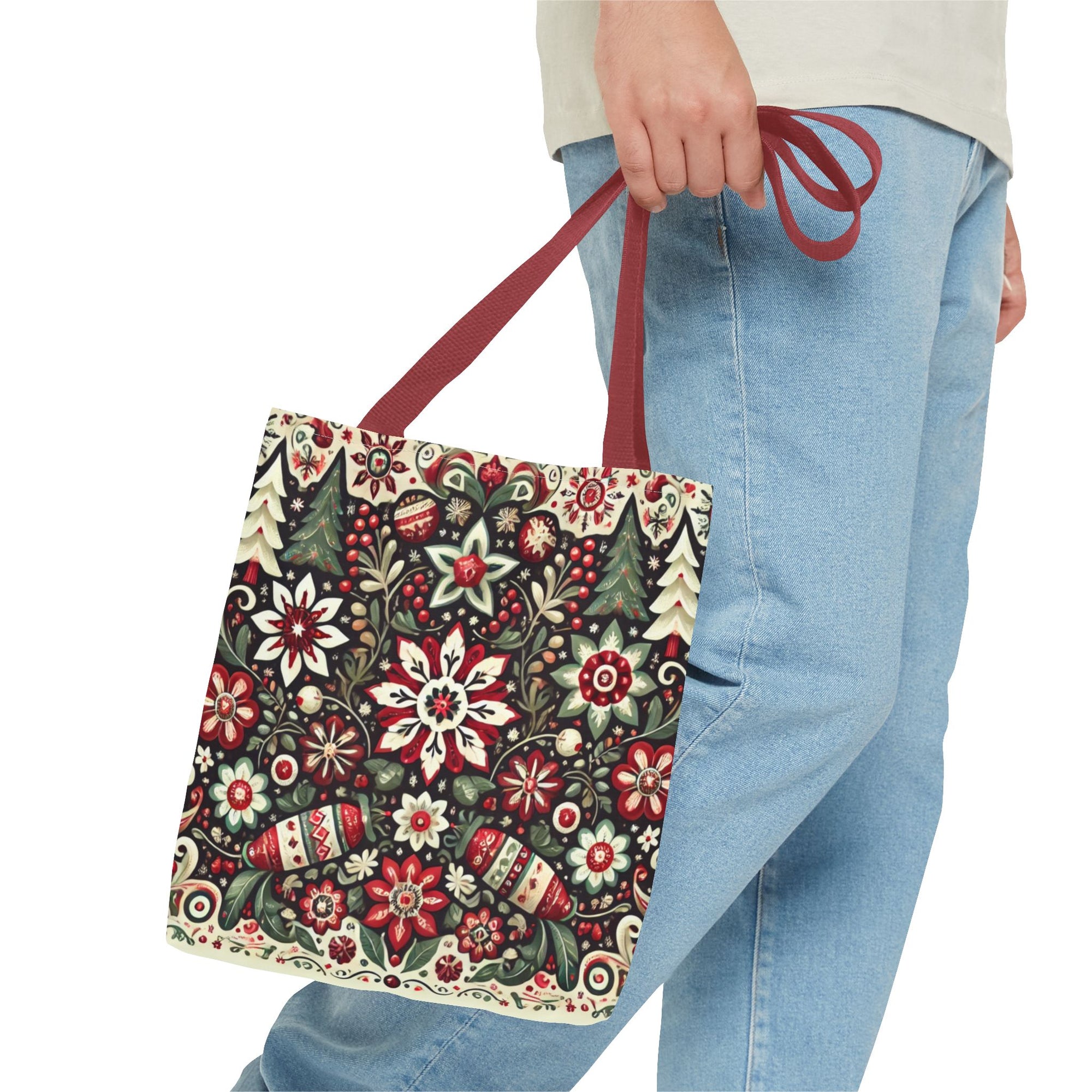 Antique Holiday Retro Christmas Folk Art Tote Bag