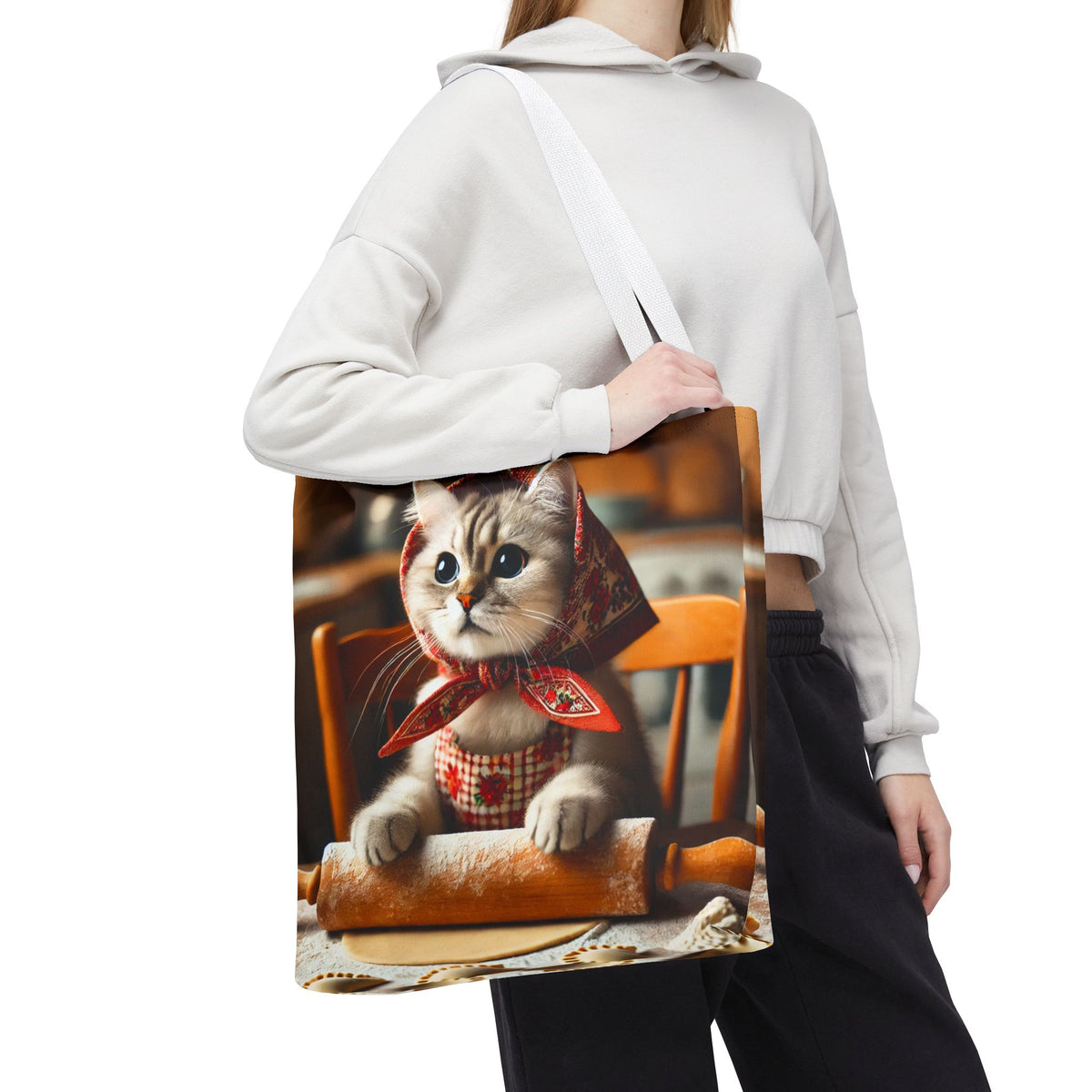 Adorable Polish Cat With Rolling Pin Tote Bag